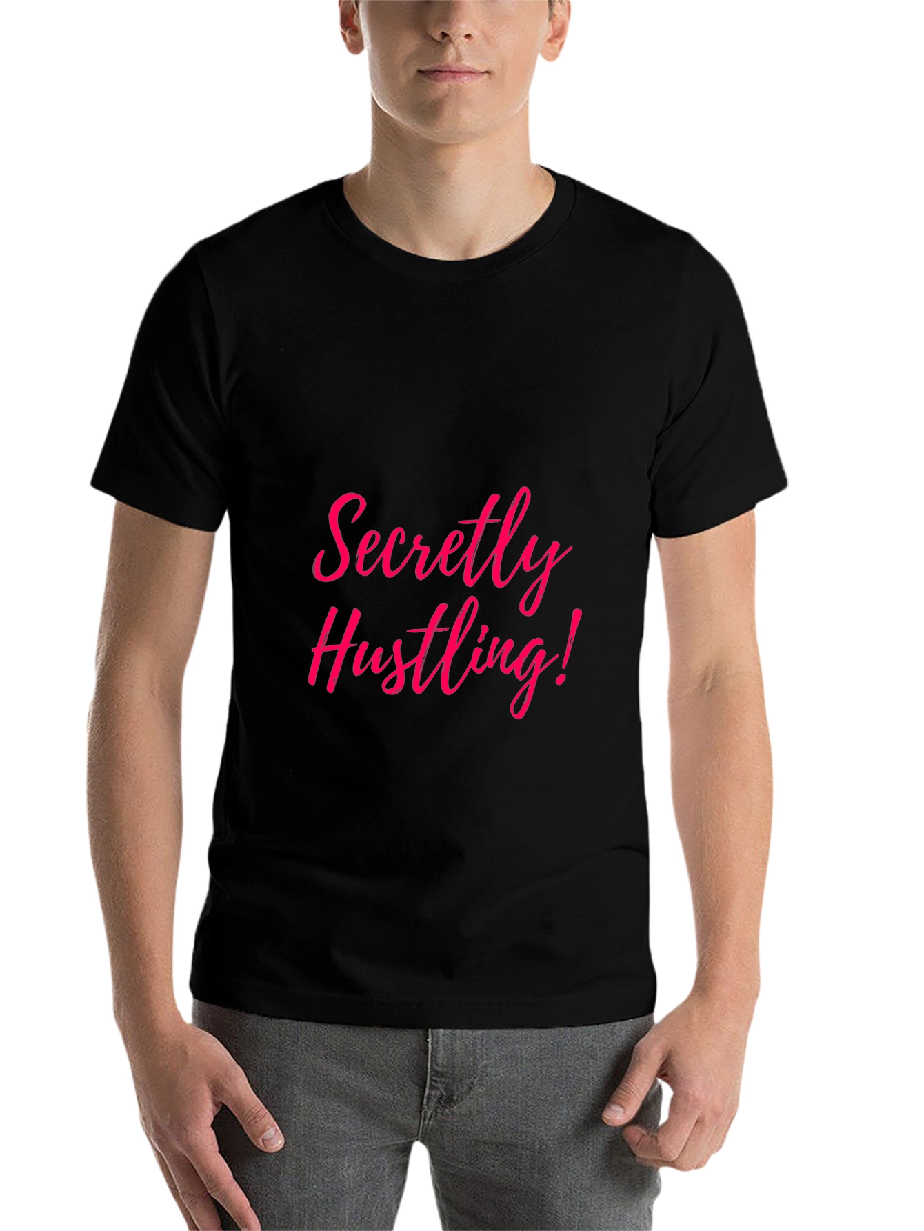 Black Secretly Hustling! Graphic T-Shirt view 7