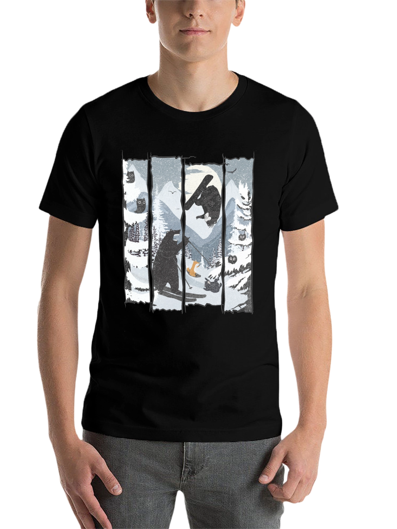 Black Winter Wonderland Bear Graphic Tee view 7