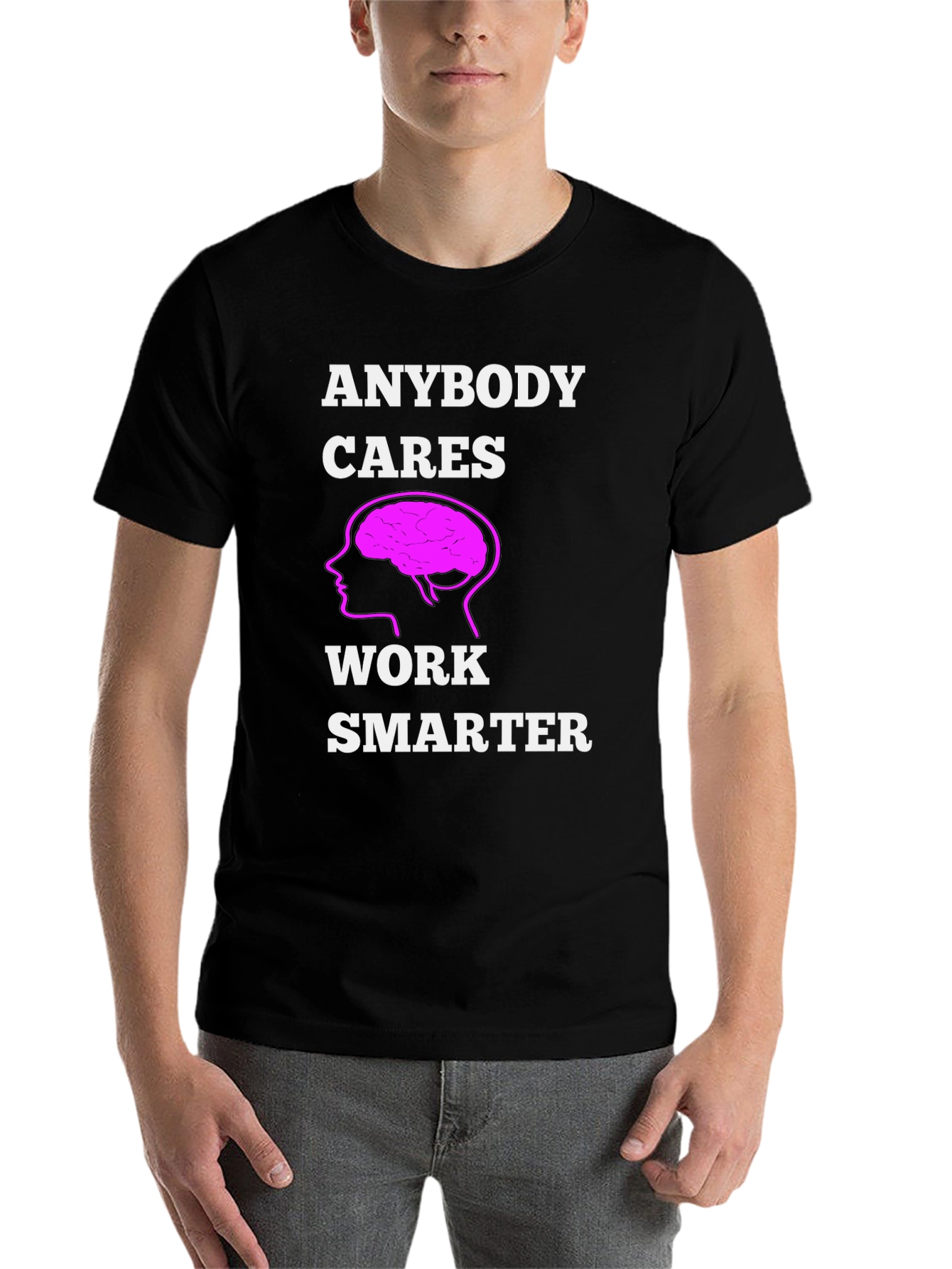 Black Work Smarter T-Shirt - Brain Graphic Tee view 7