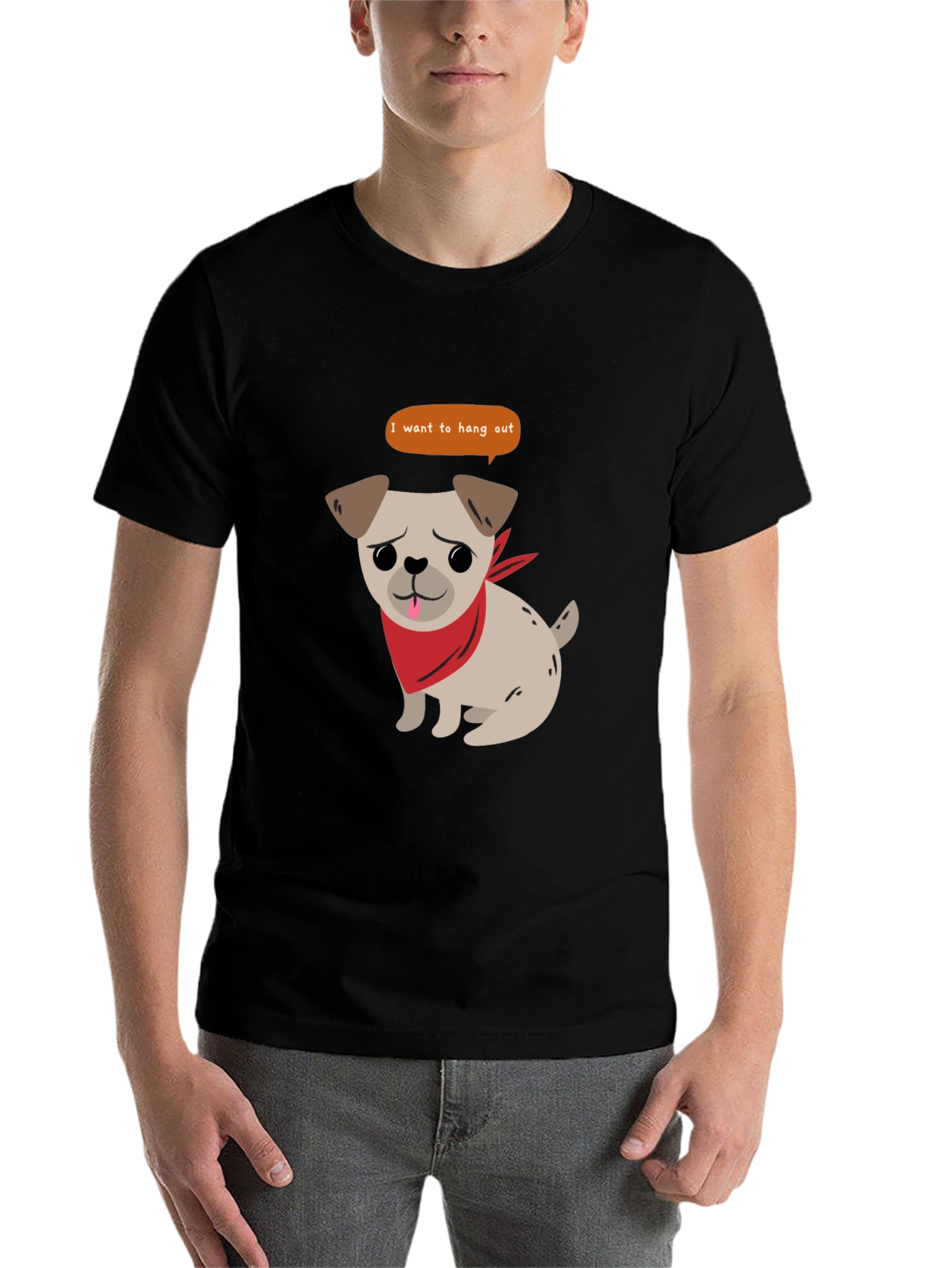 Black Dog Lover Black T-Shirt - "I Want To Hang Out" Graphic Tee view 7