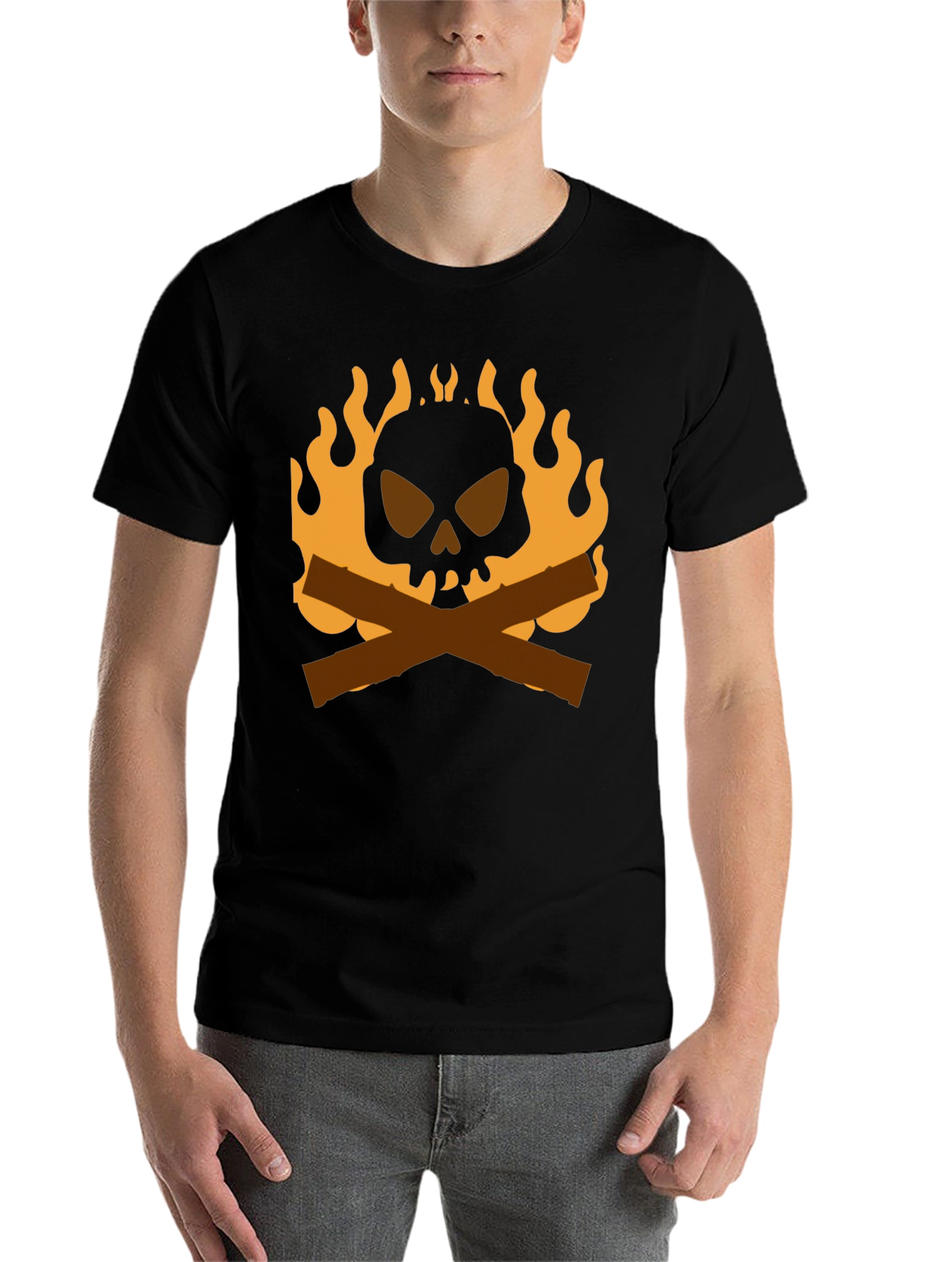 Black Skull & Crossbones Campfire T-Shirt view 7