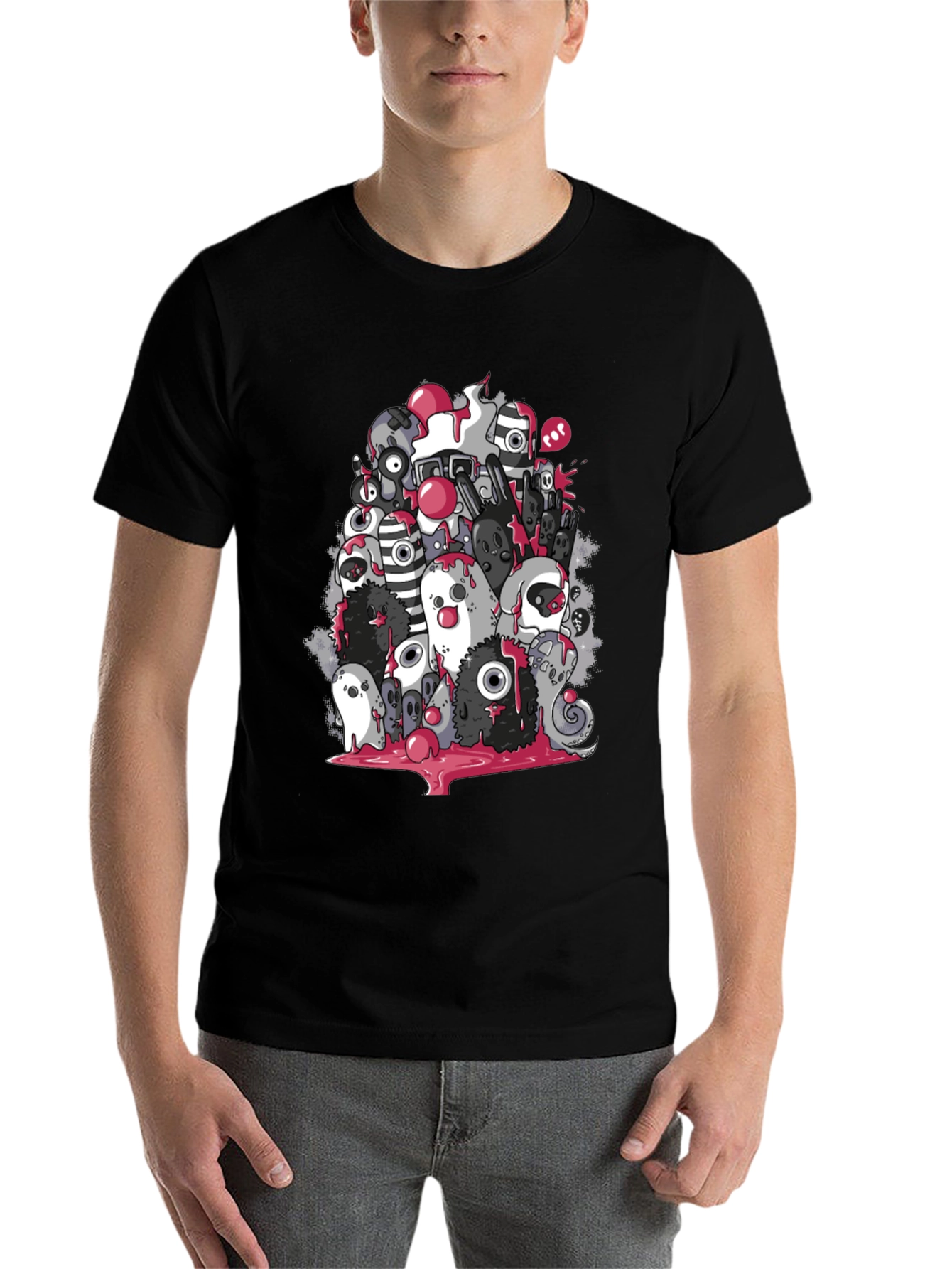 Black Monster Doodle Graphic T-Shirt view 7