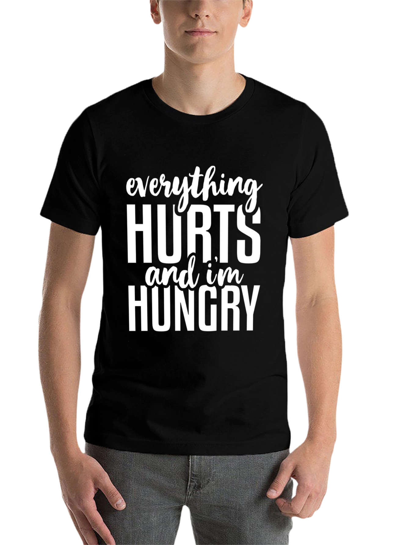 Black Everything Hurts I'm Hungry Graphic Tee view 7