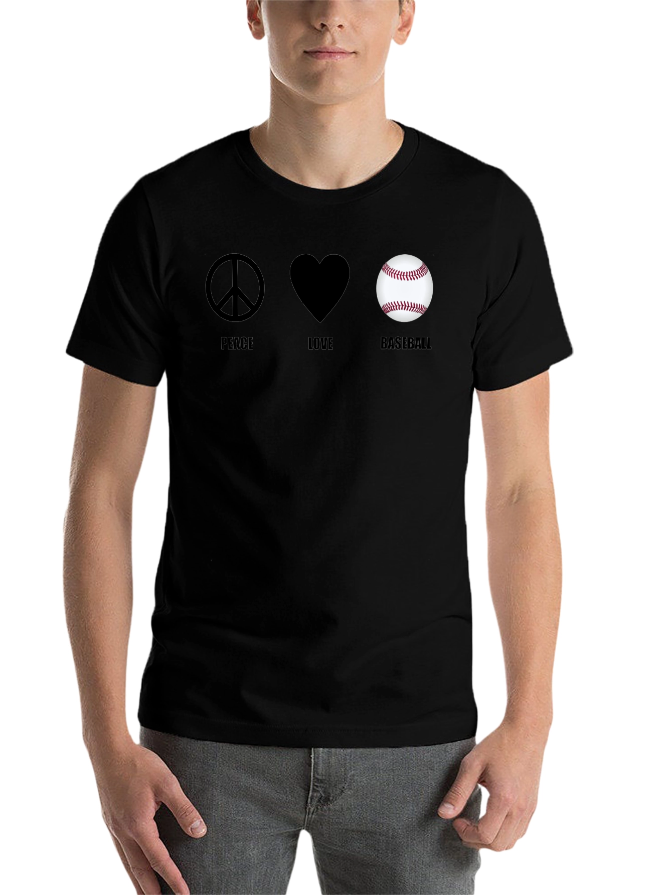 Peace Love Baseball Graphic T-Shirt - 7