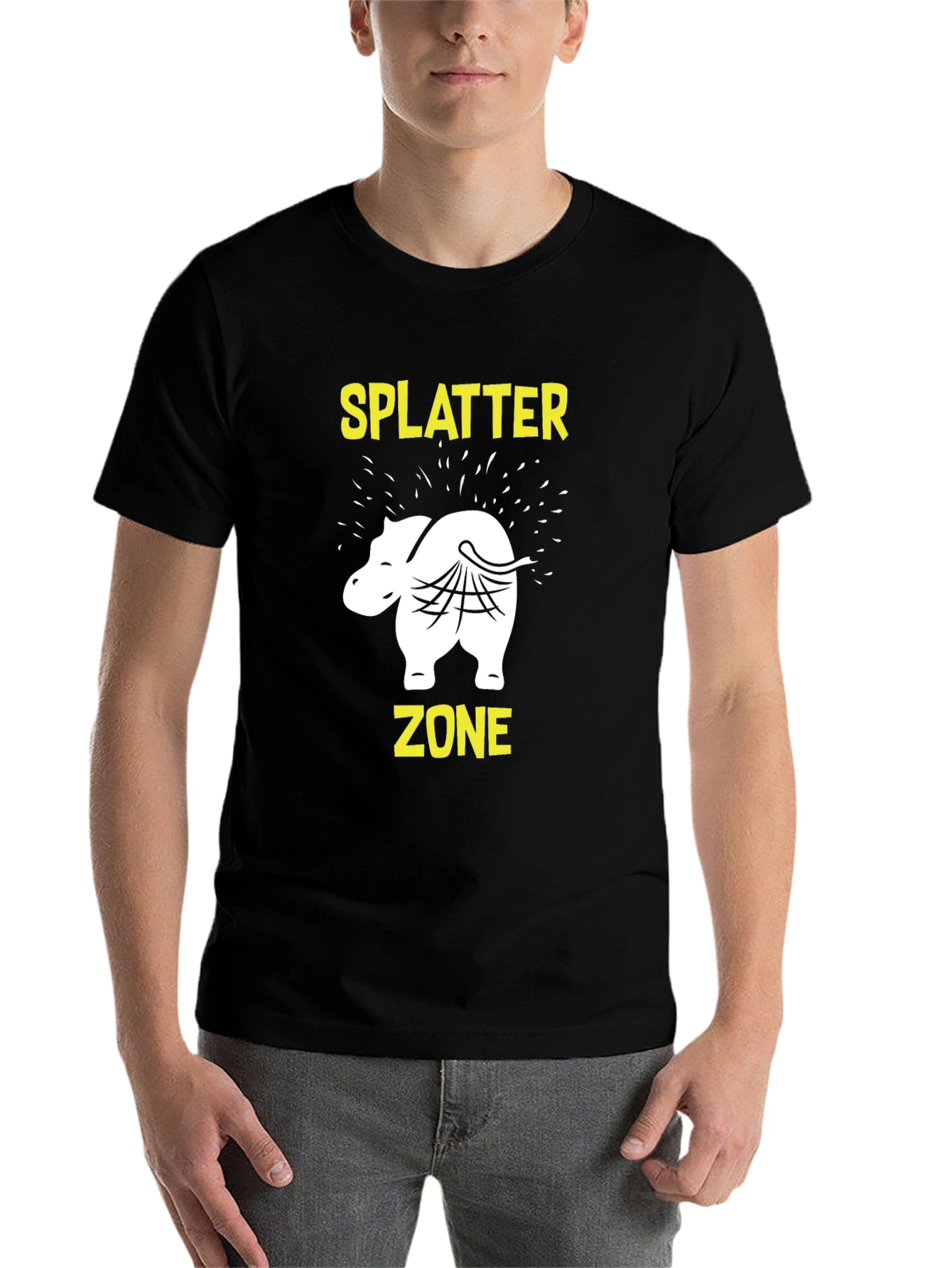 Black Splatter Zone T-Shirt - Funny Animal Graphic Tee view 7