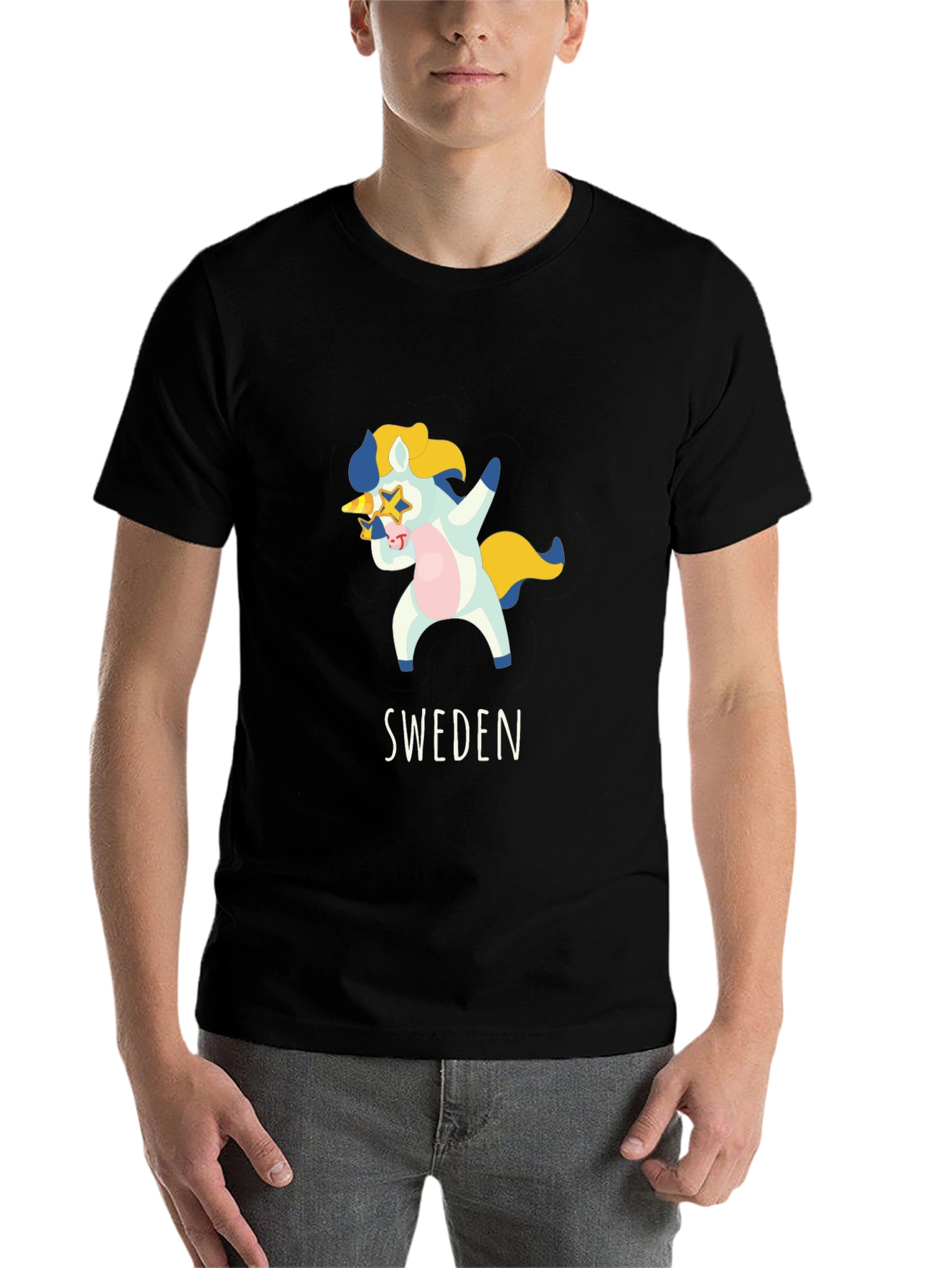 Black Sweden Dab Unicorn T-Shirt - Black Cotton Tee view 7