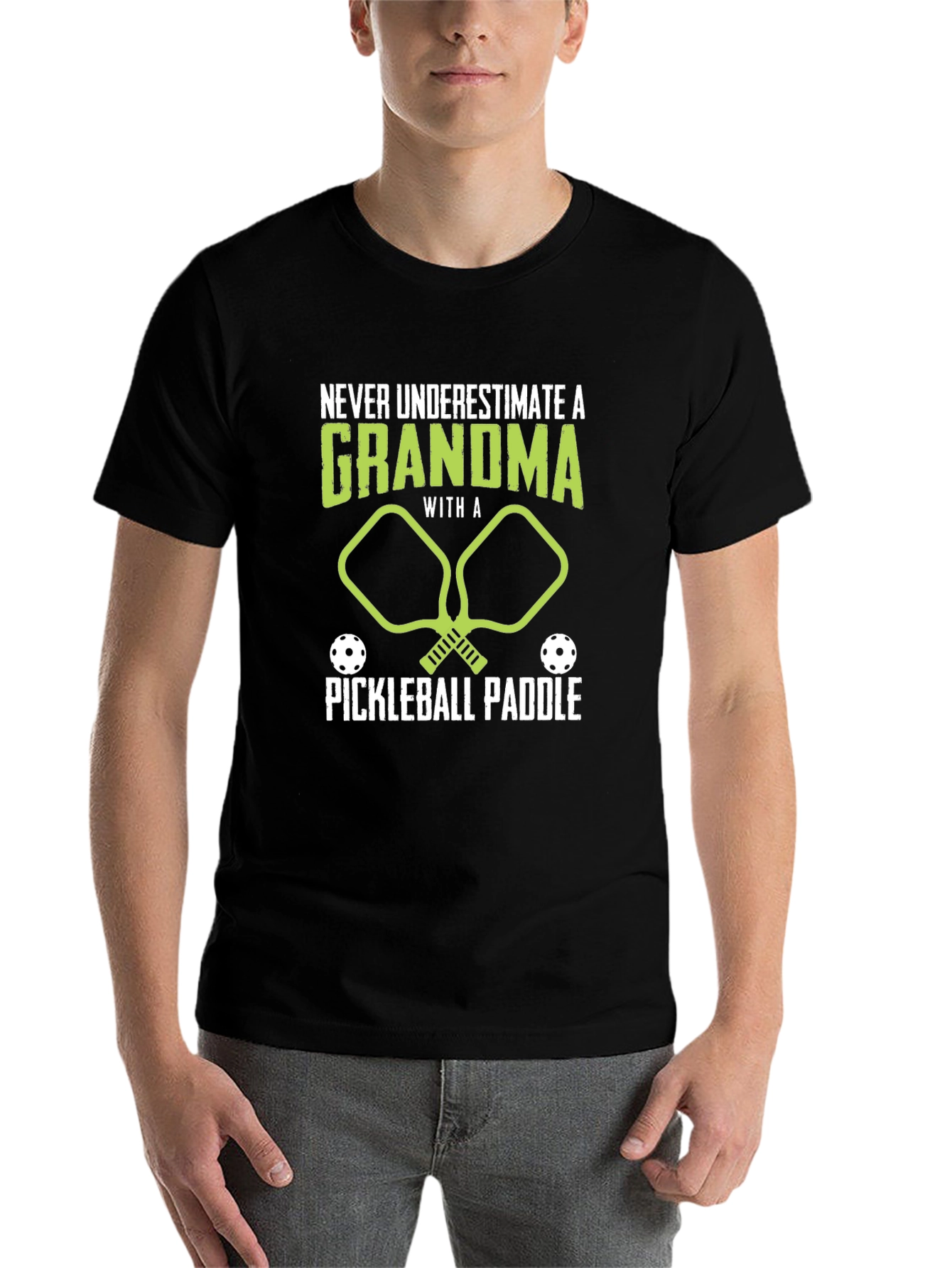 Black Grandma Pickleball Paddle T-Shirt view 7
