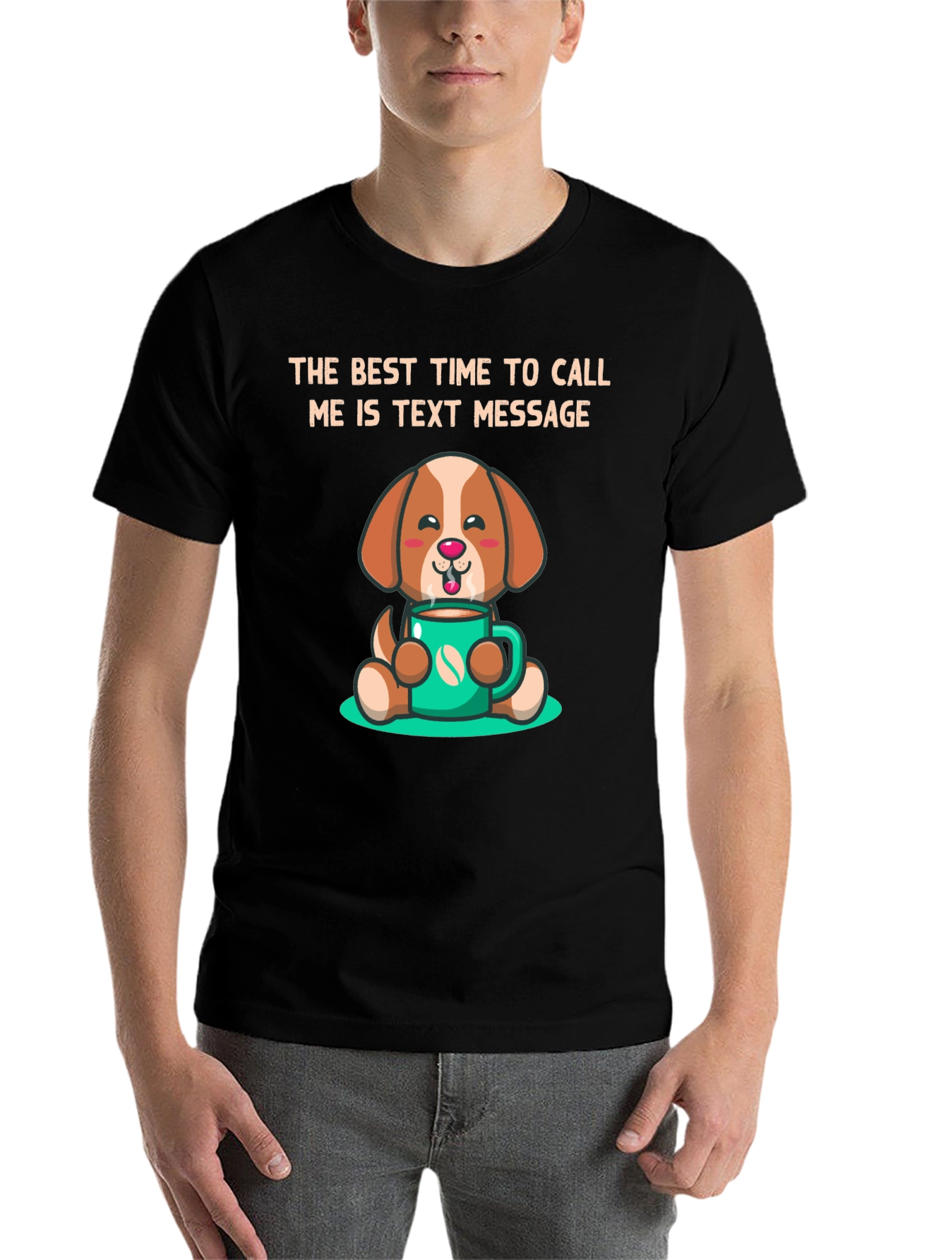 Black Text Message Dog Graphic T-Shirt view 7