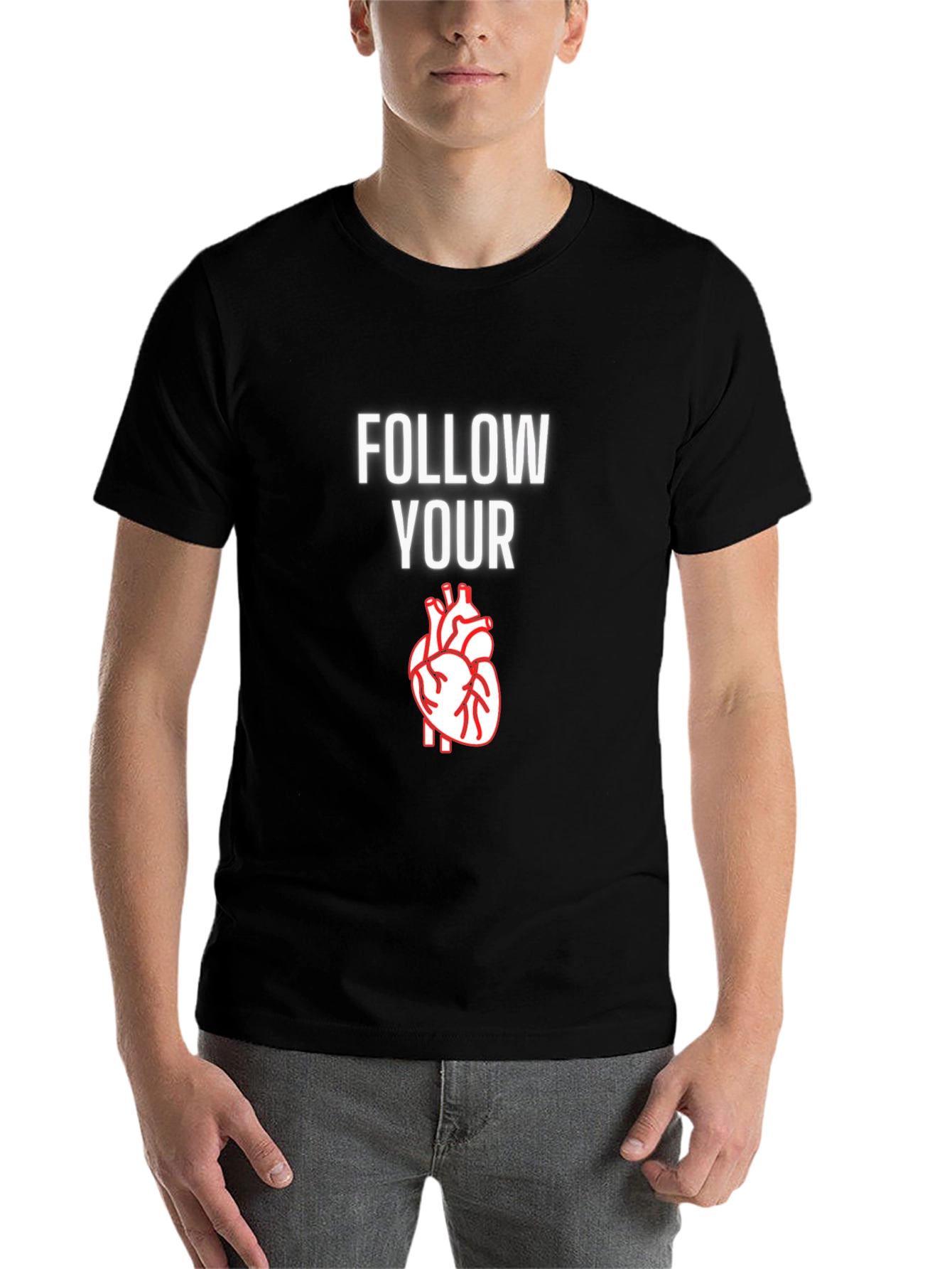 Black Follow Your Heart Graphic T-Shirt - Casual Comfort view 7