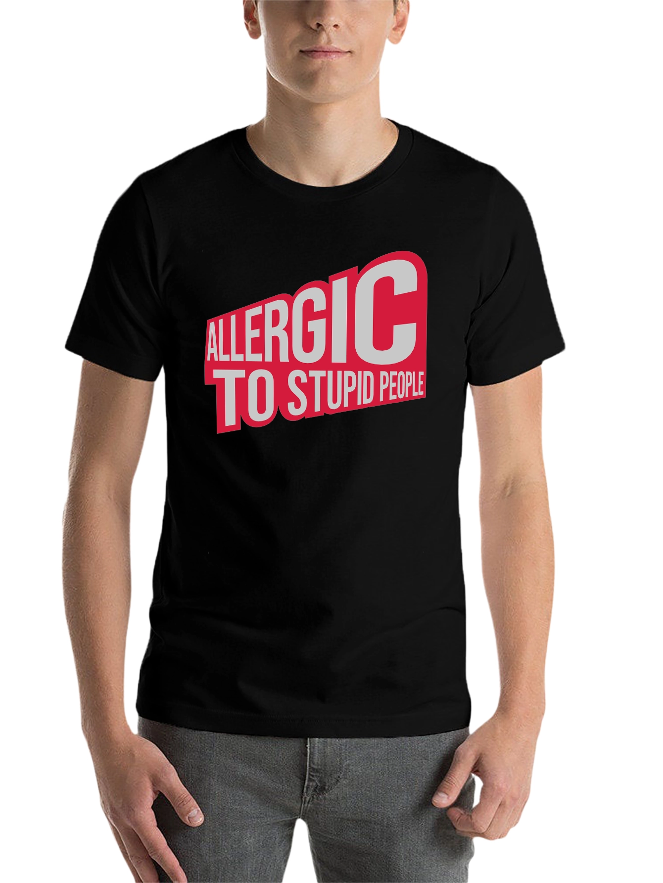 Black Allergic to Stupid People Graphic T-Shirt view 7