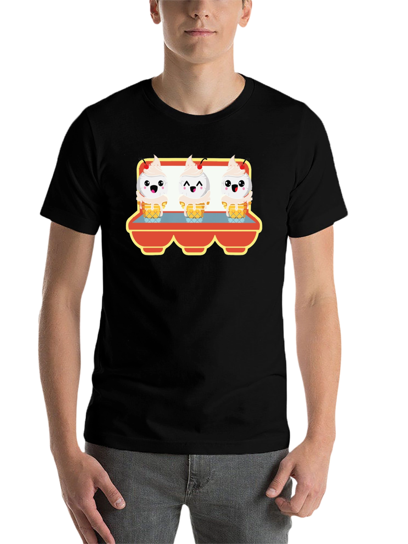 Black Cute Ice Cream Cone T-Shirt - Unique Graphic Tee view 7