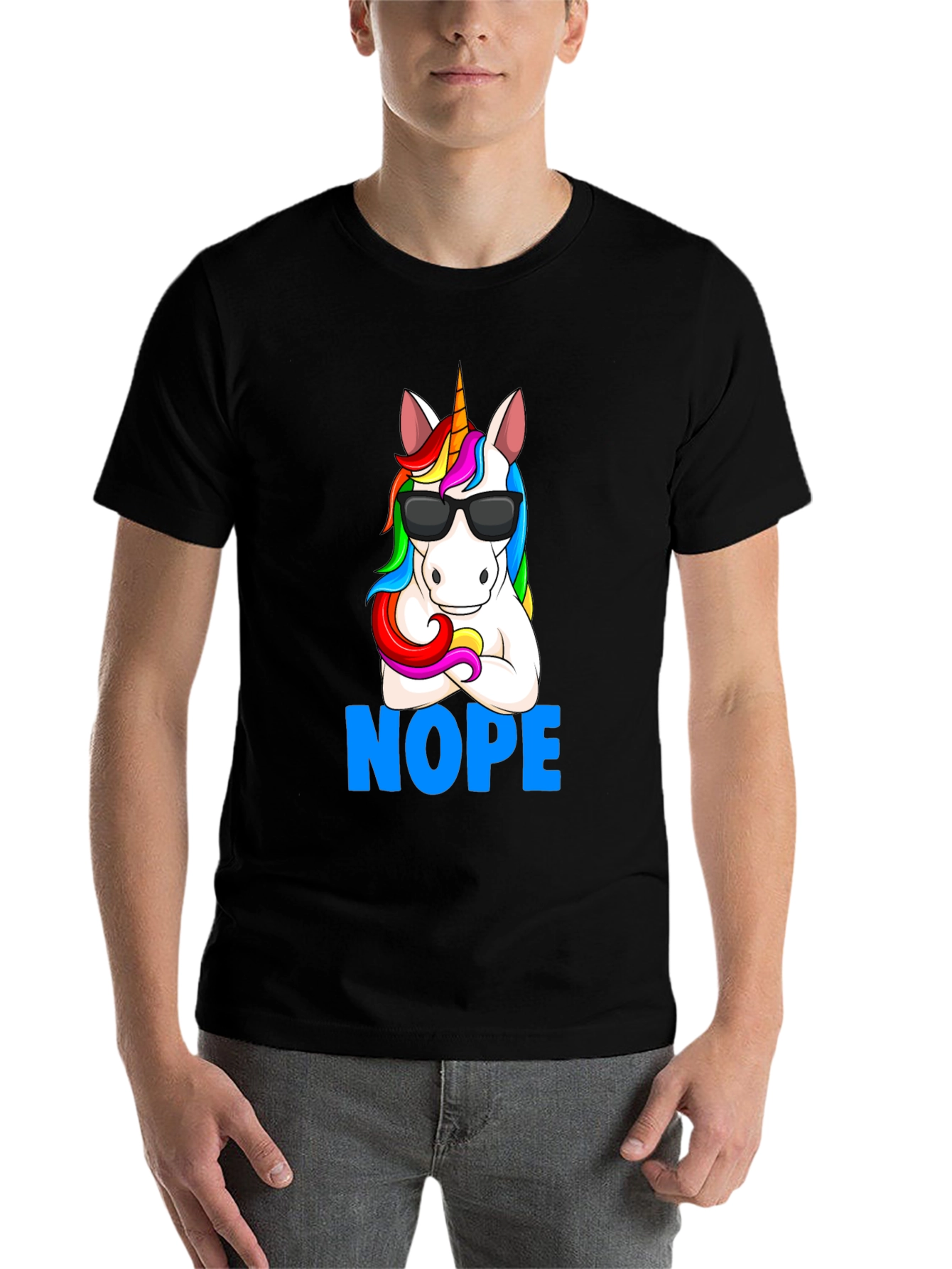Black Unicorn NOPE T-Shirt - Funny Graphic Tee view 7