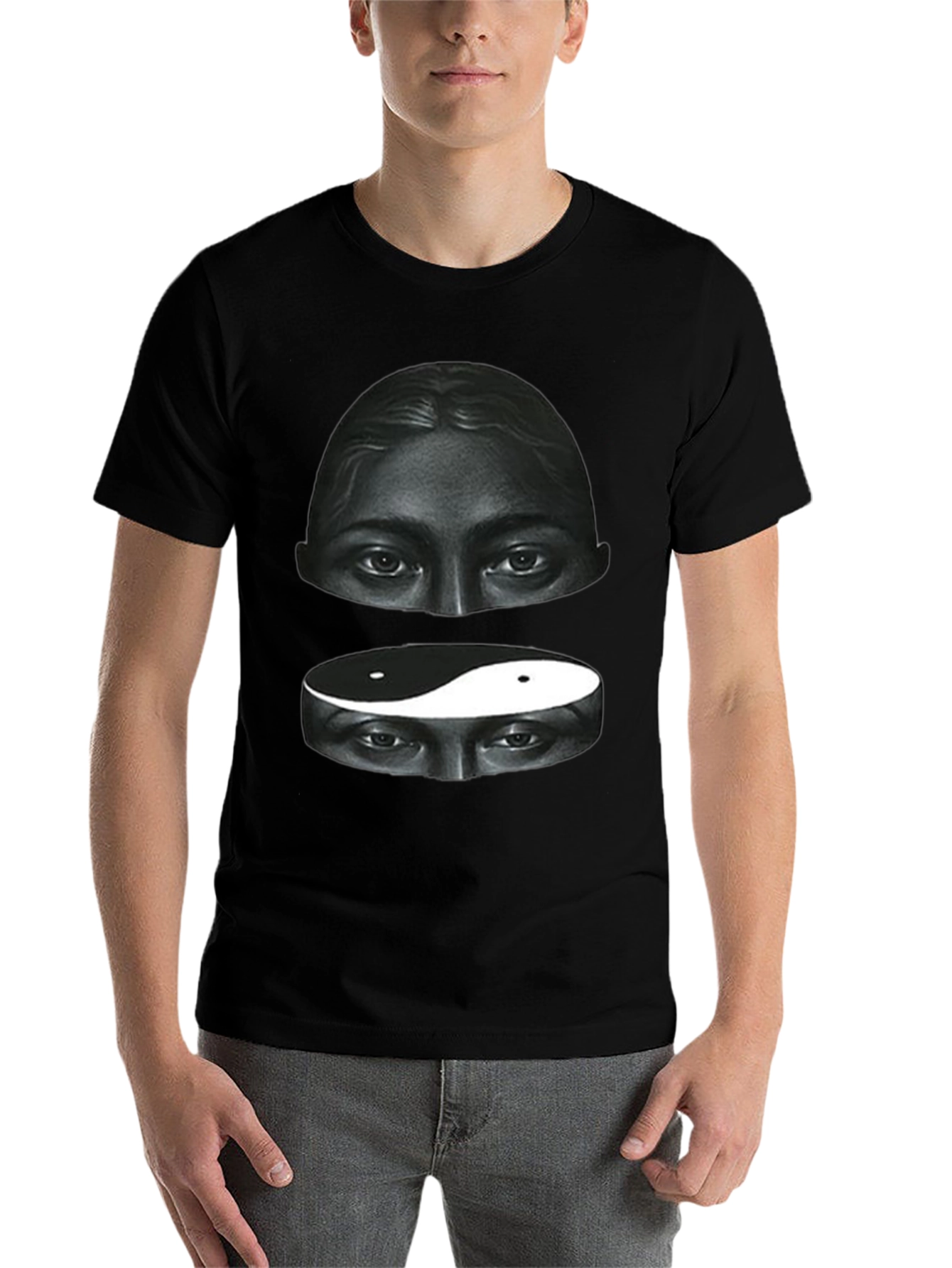 Black Yin Yang Eyes Graphic Tee - Soft Cotton Blend view 7