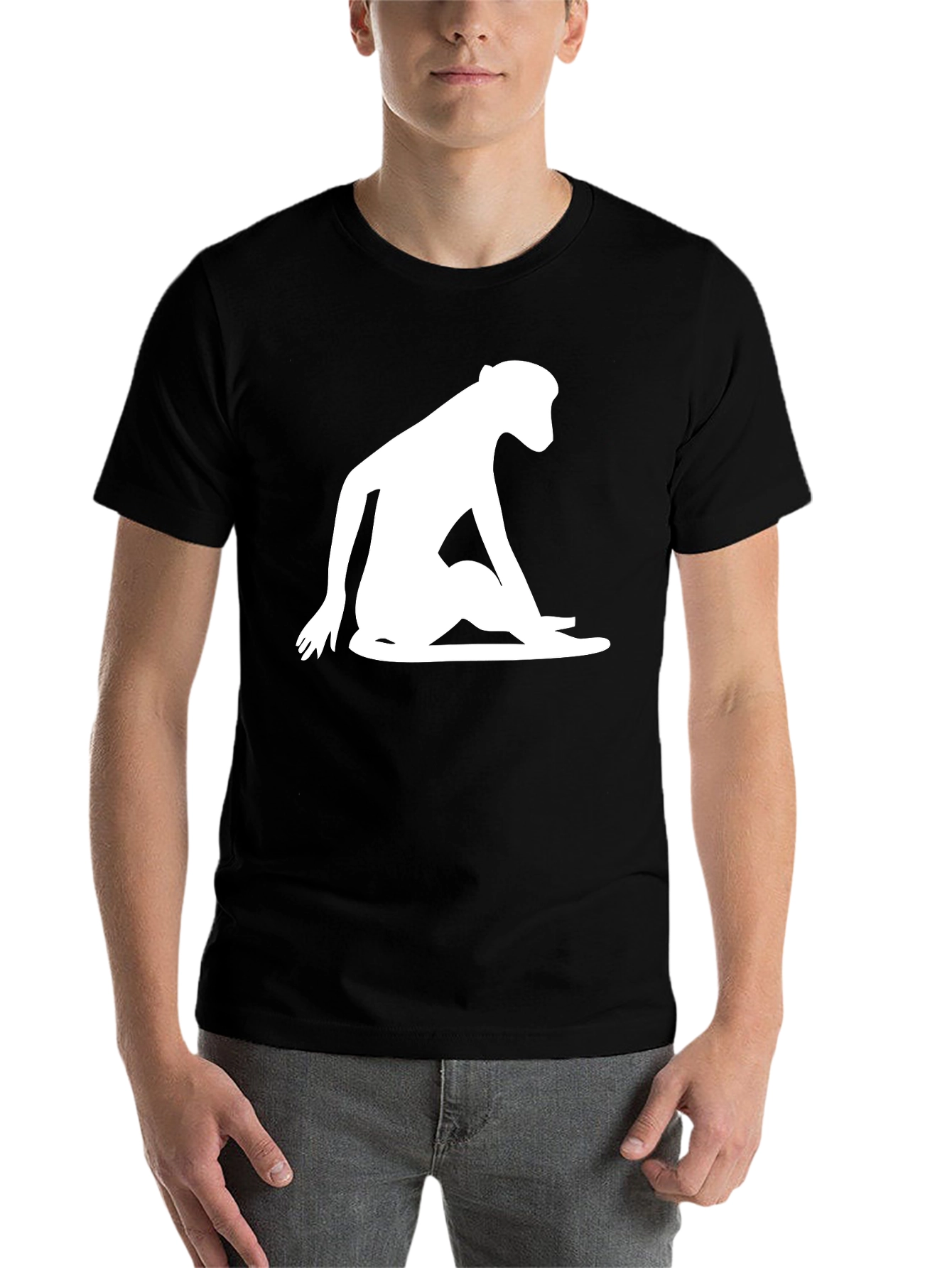 Black Modern Monkey Silhouette Graphic Tee - Black view 7