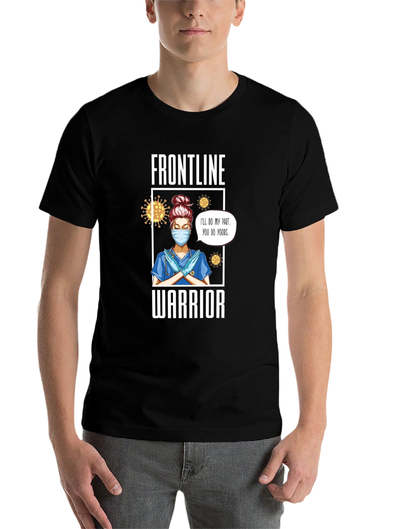 Black Frontline Warrior Nurse T-Shirt - Unisex view 7