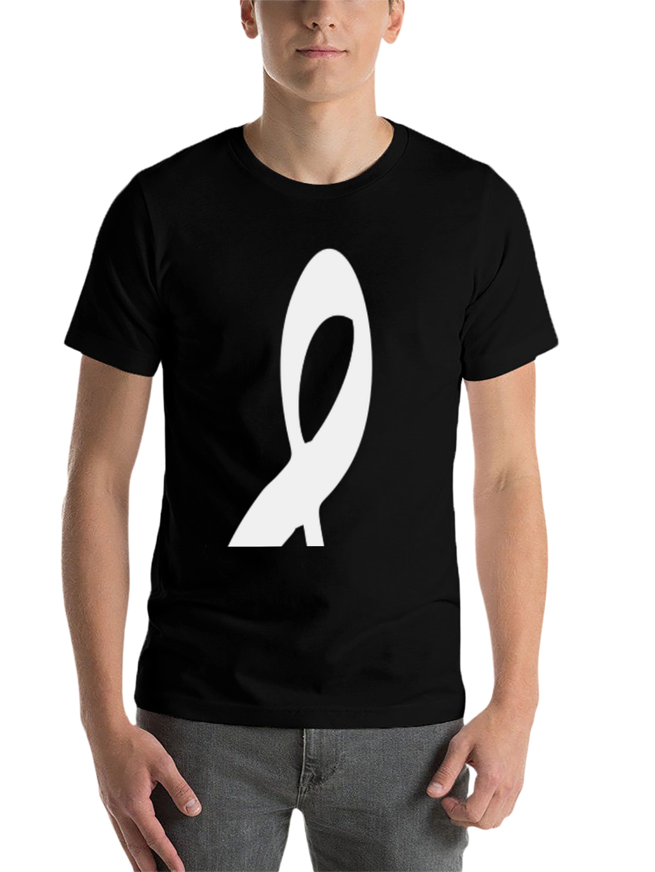Black Abstract Symbol Graphic Tee - Modern Casual Wear view 7
