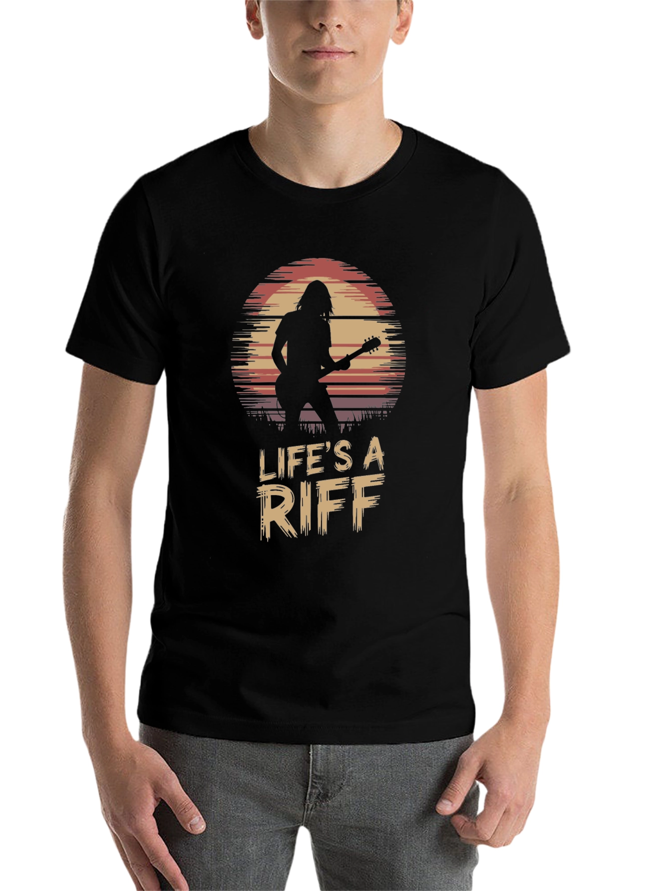 Black Life's A Riff Guitar Player Tee view 7