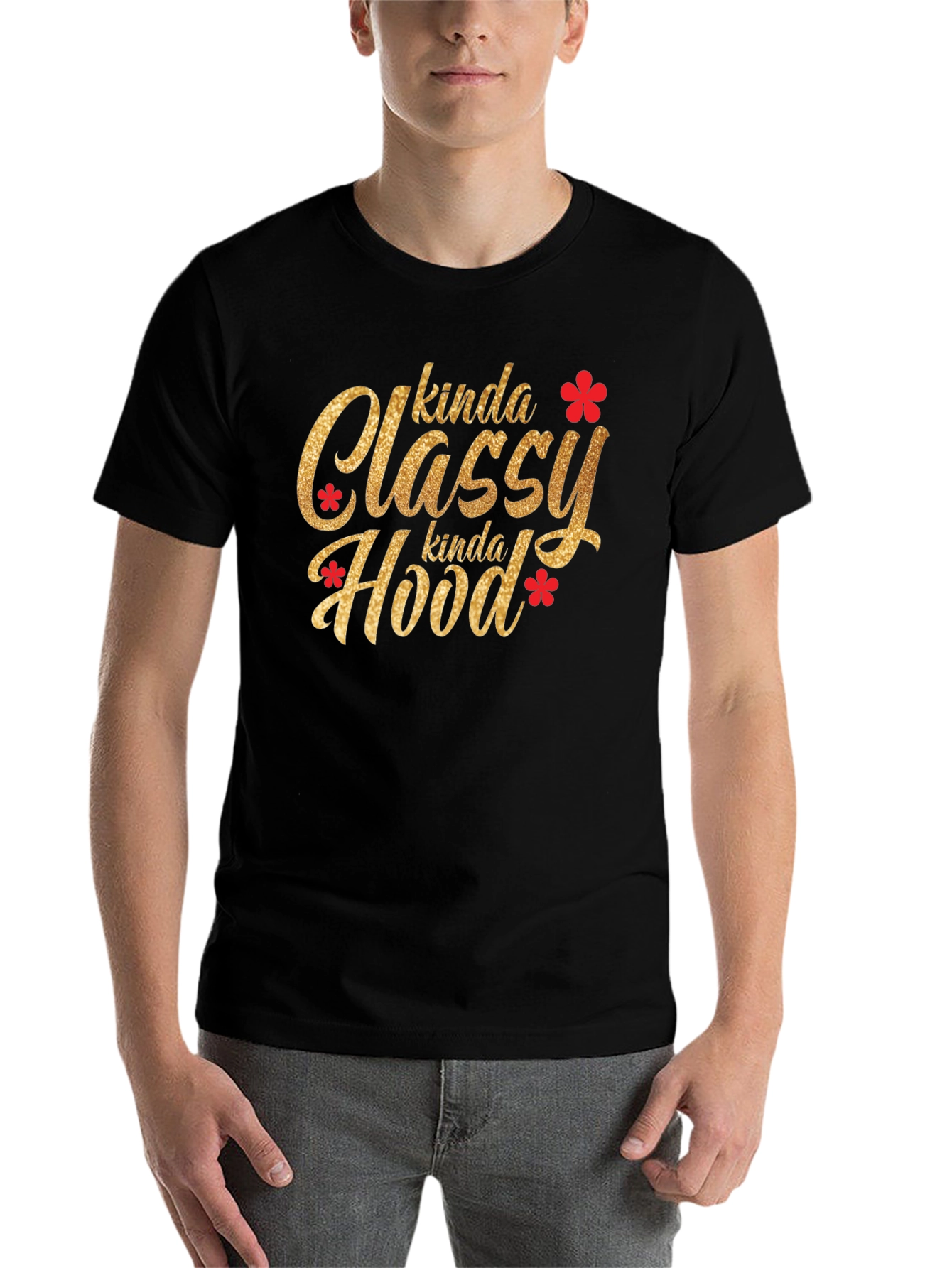 Black Kinda Classy Kinda Hood Graphic T-Shirt view 7