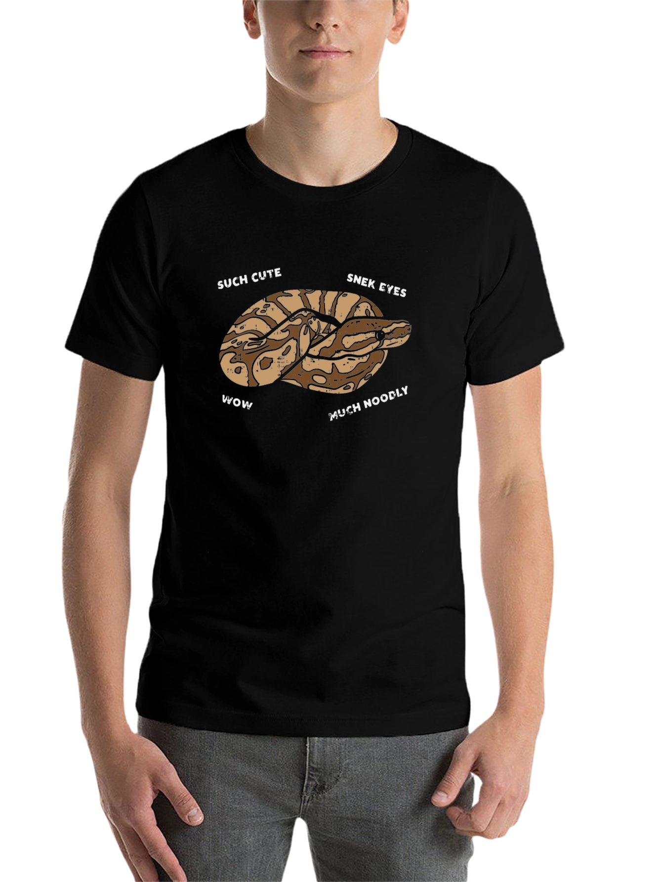 Black Cute Snake T-Shirt - Funny Snek Noodle Design view 7