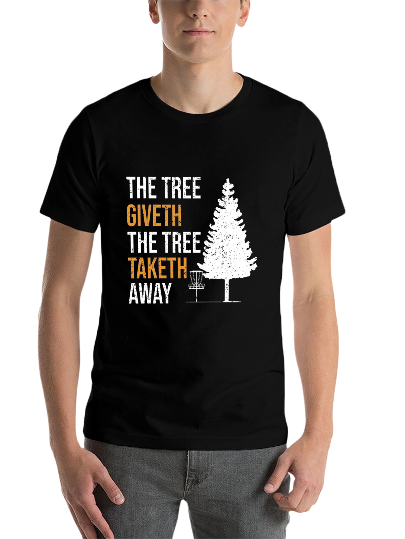 Black The Tree Giveth Taketh Away Disc Golf T-Shirt view 7