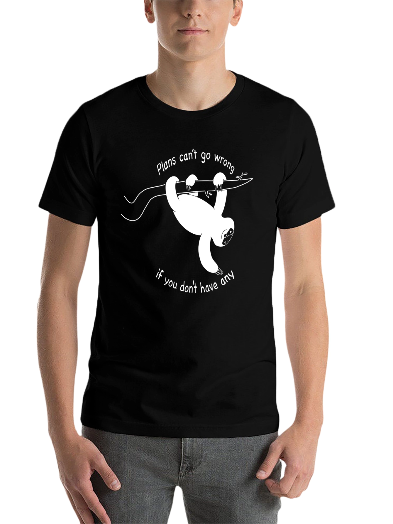 Black Sloth Plans T-Shirt - Funny Graphic Tee view 7