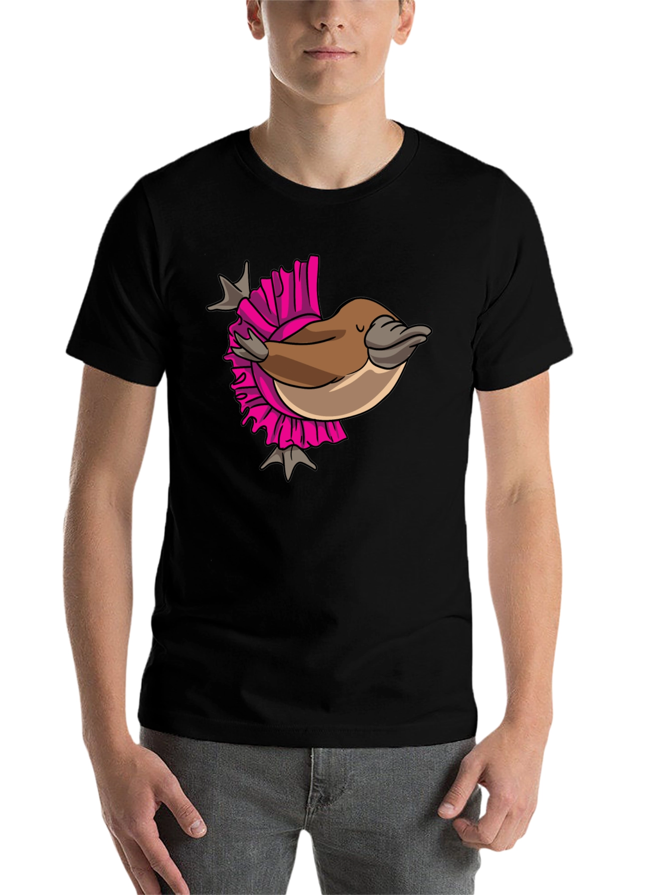 Black Funny Platypus T-Shirt - Quirky Cartoon Design view 7
