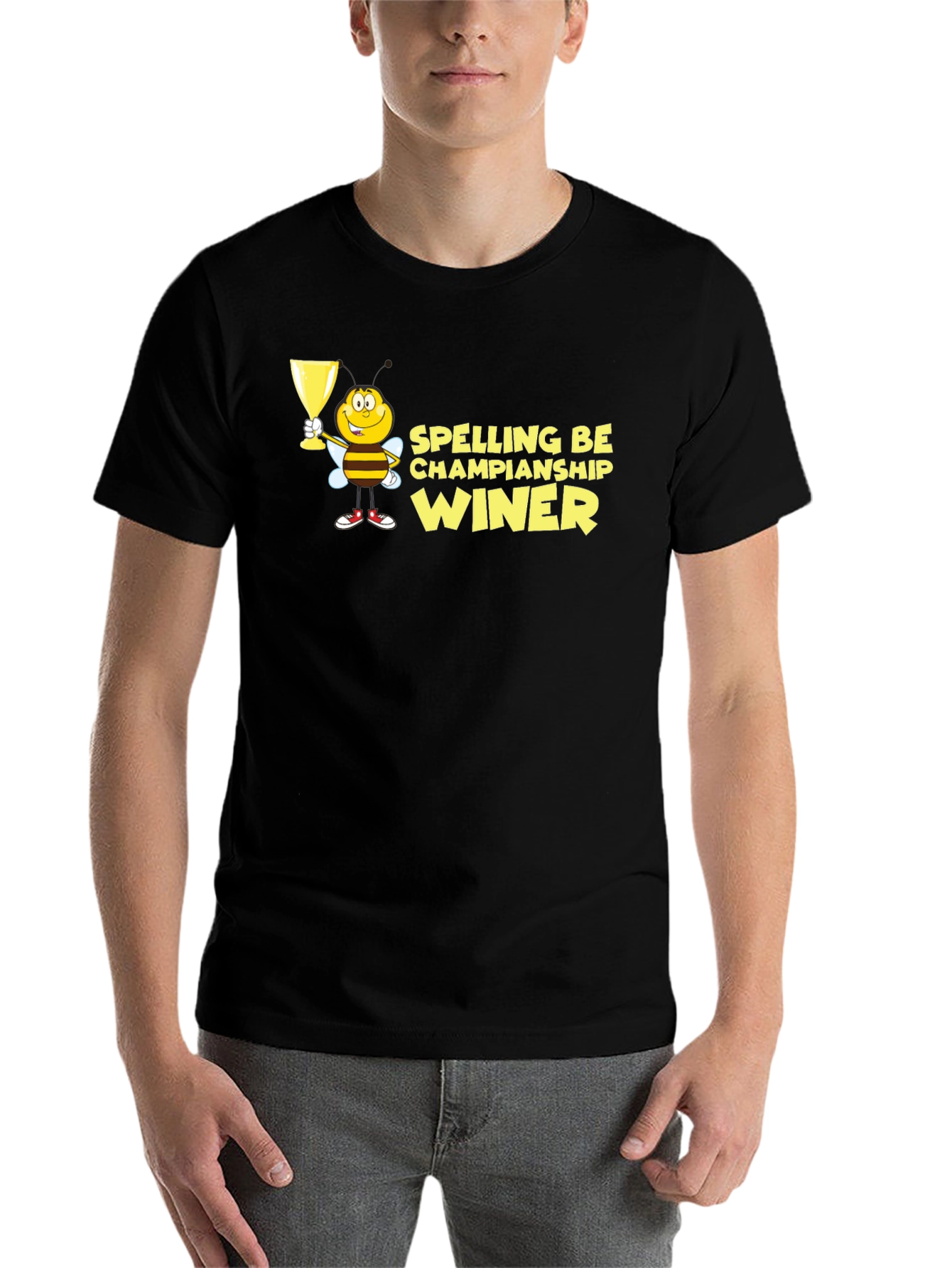 Black Spelling Bee Champion Winner Black T-Shirt view 7