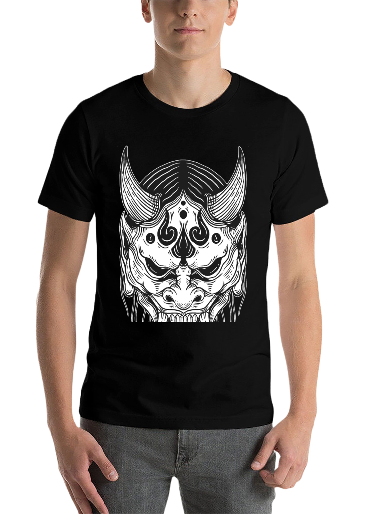 Black Black Oni Mask Graphic Tee view 7