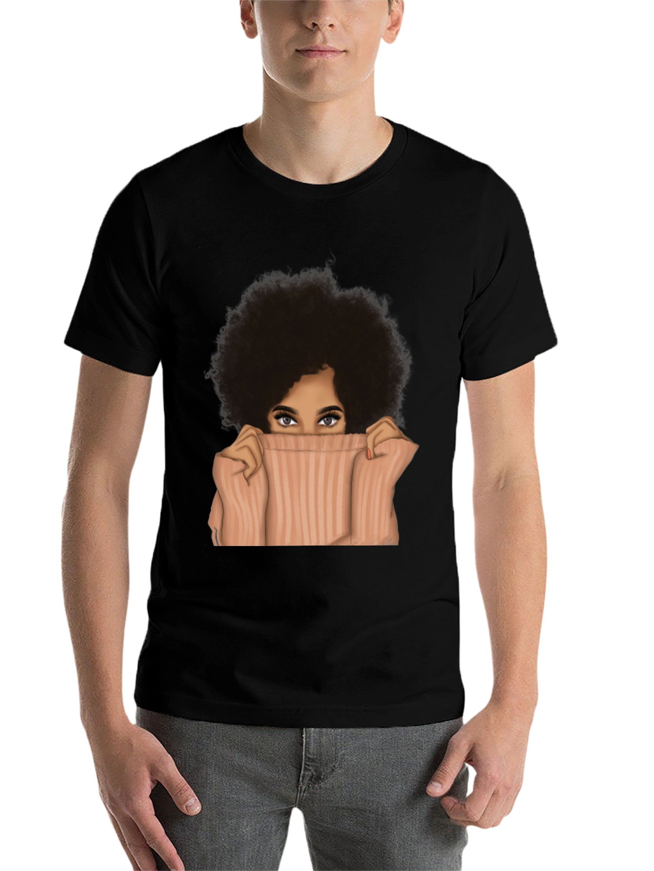 Black Afro Woman Peek-a-Boo Graphic Tee - Unisex view 7
