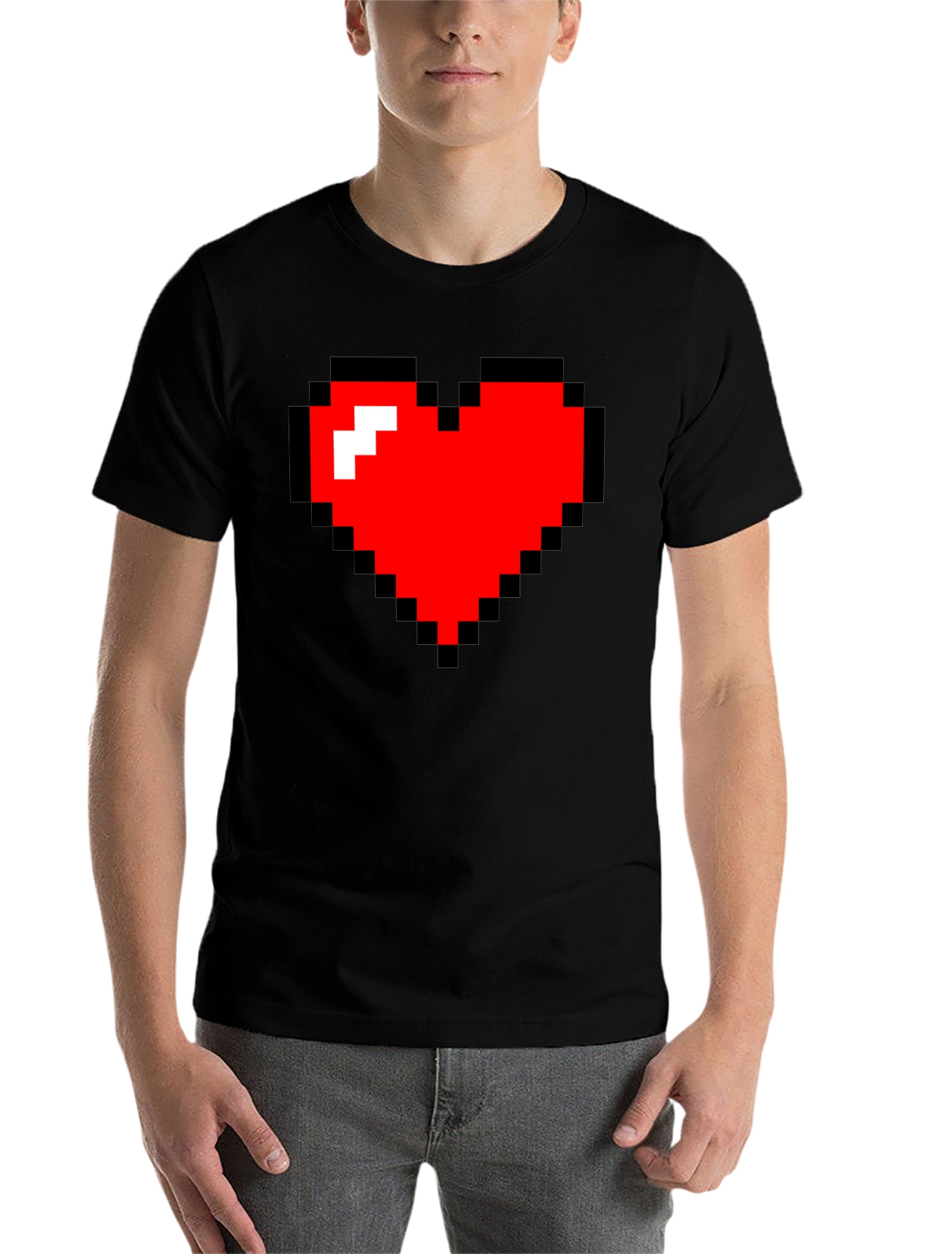 Black Pixel Heart Black Tee - Gamer Style view 7