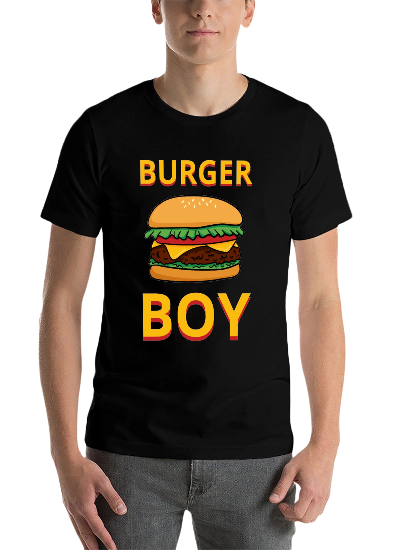 Black Burger Boy Graphic Tee - Foodie Humor T-Shirt view 7