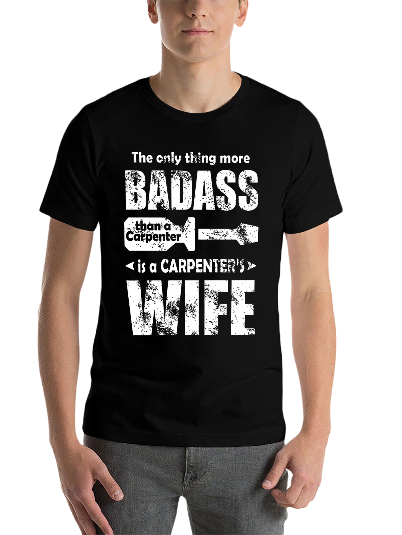 Black Carpenter's Wife Badass Graphic T-Shirt - Black view 7