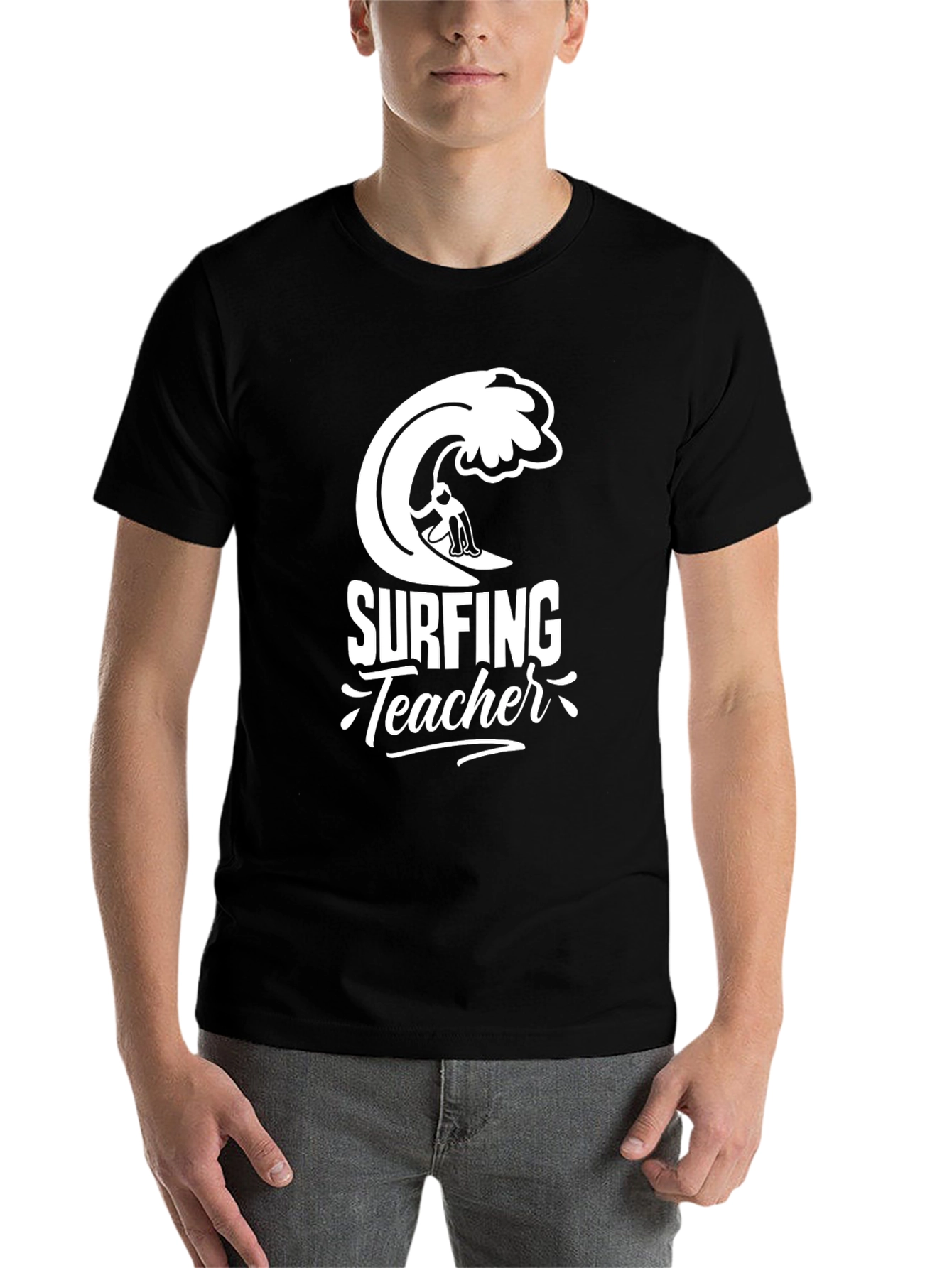 Black Surfing Teacher Graphic T-Shirt - Black view 7