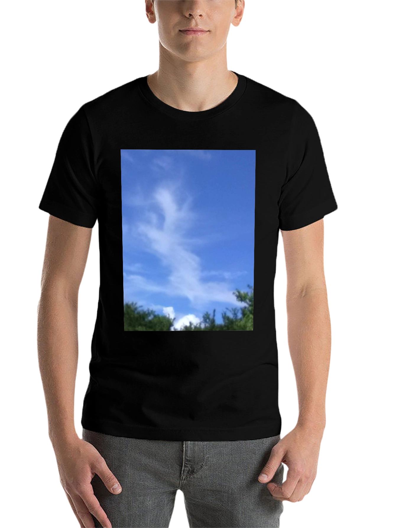 Black Sky Cloud Nature Graphic Tee - Black Unisex T-Shirt view 7