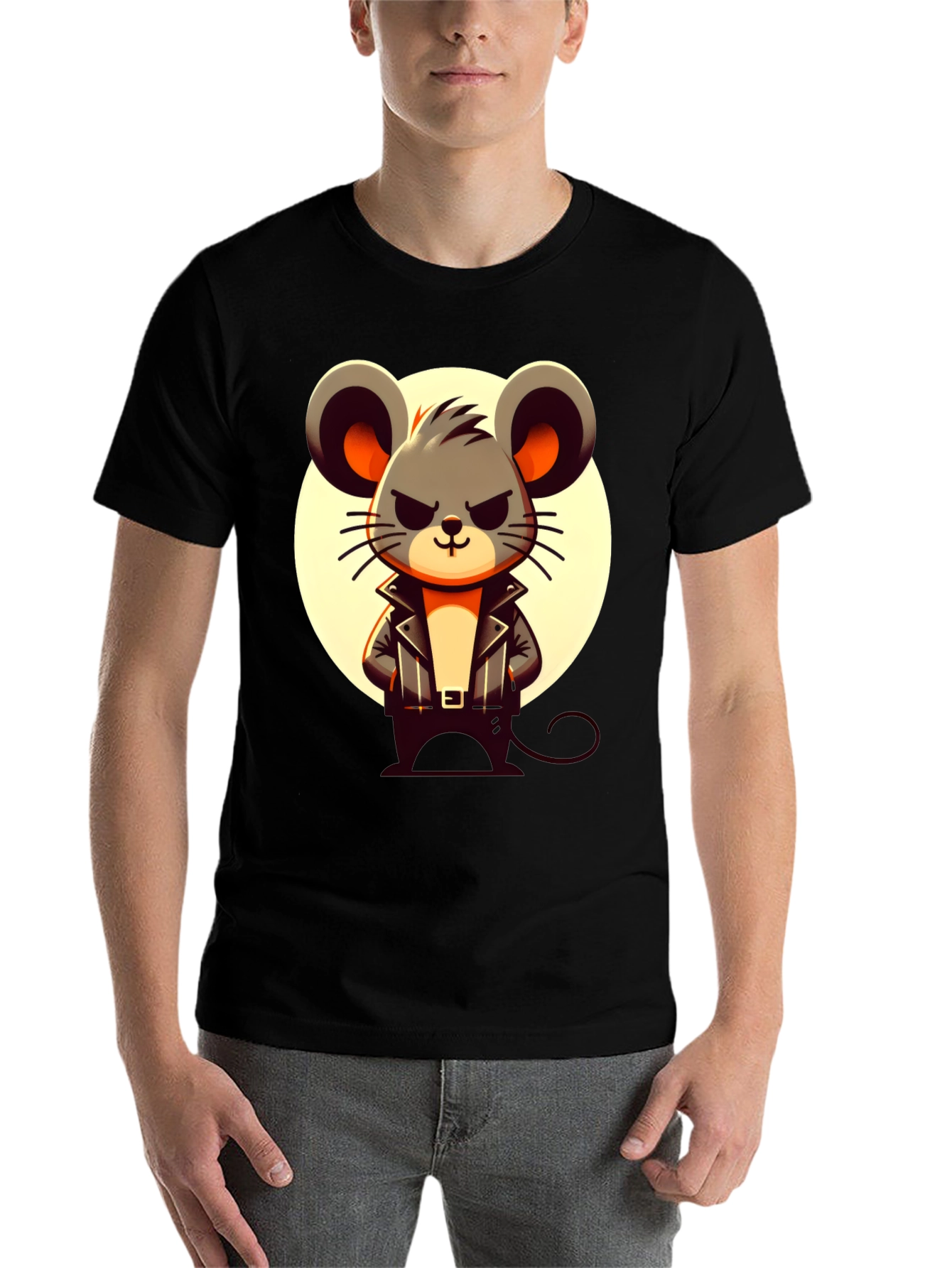 Black Cool Mouse Graphic Tee - Black Crew Neck view 7