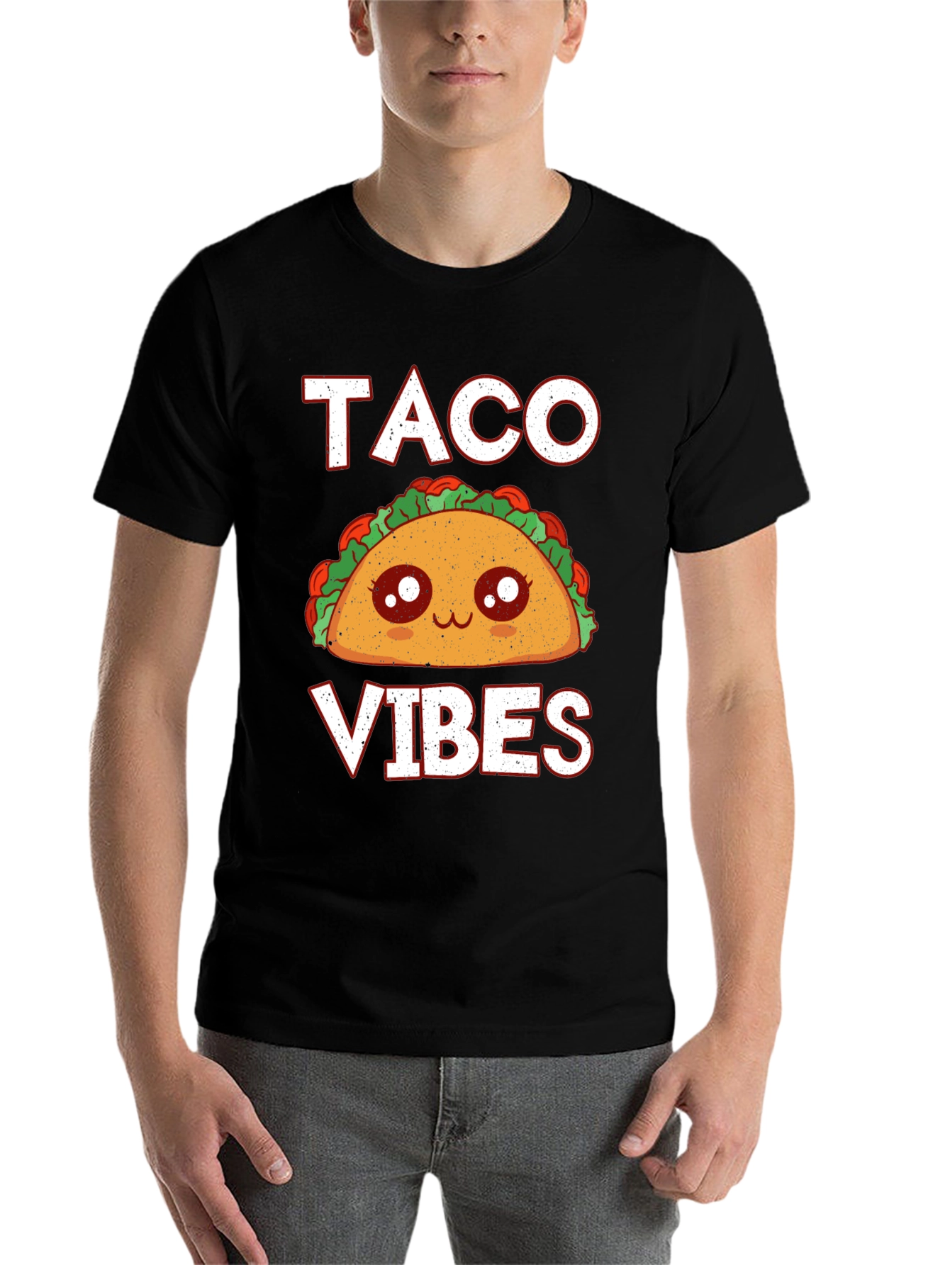 Black Taco Vibes Graphic Tee - Funny Food Shirt view 7