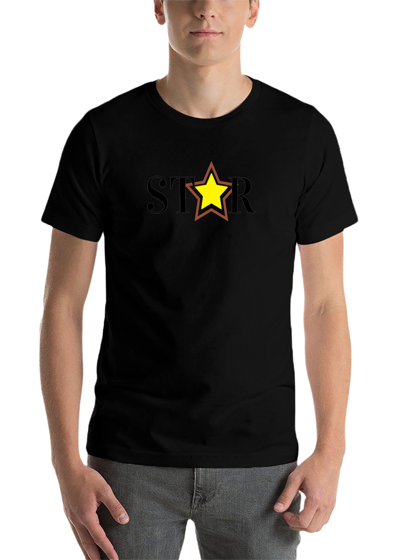 Black Star Graphic Tee - Black Cotton Blend Casual Shirt view 7