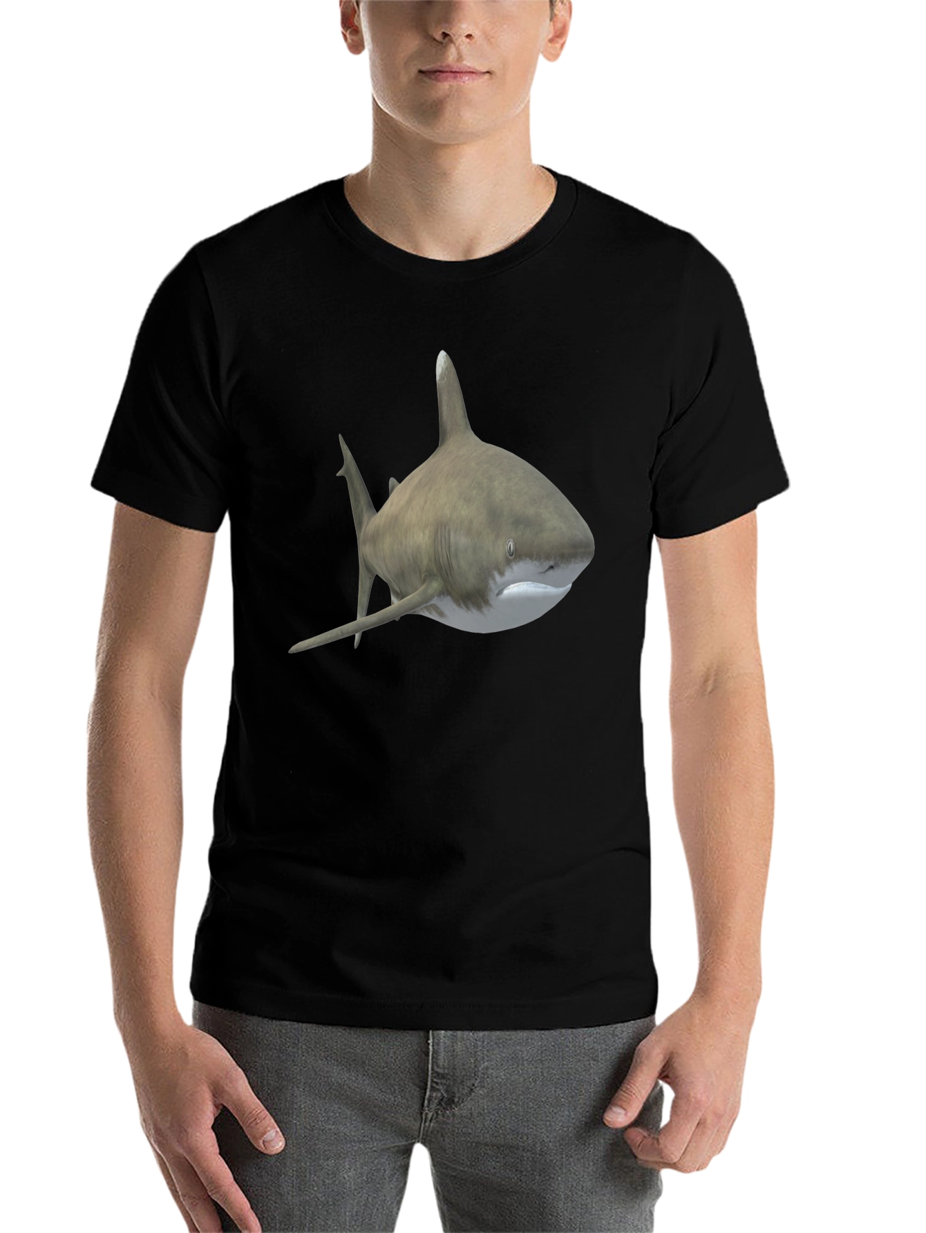Black Shark Graphic Tee - Men's Black T-Shirt view 7