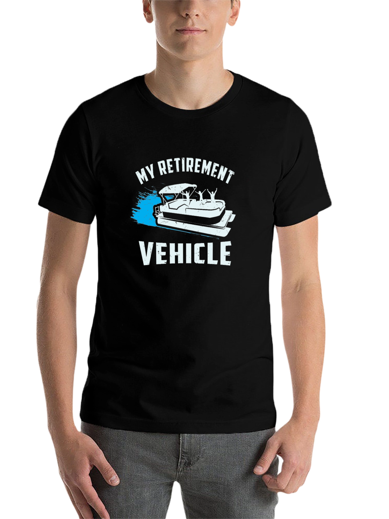 Black My Retirement Vehicle T-Shirt - Pontoon Boat Tee view 7