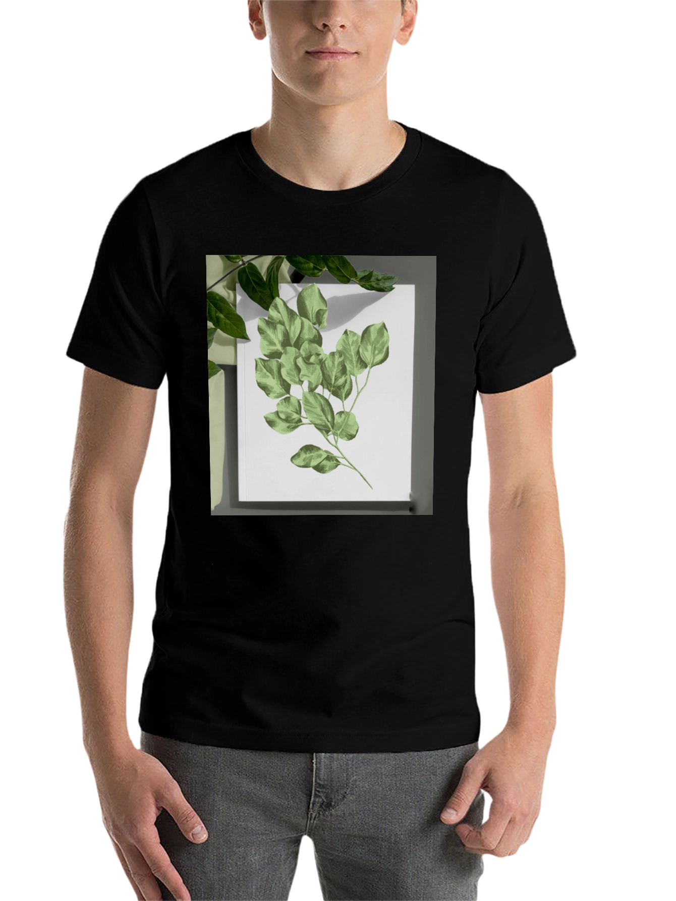 Black Nature Print Black T-Shirt view 7