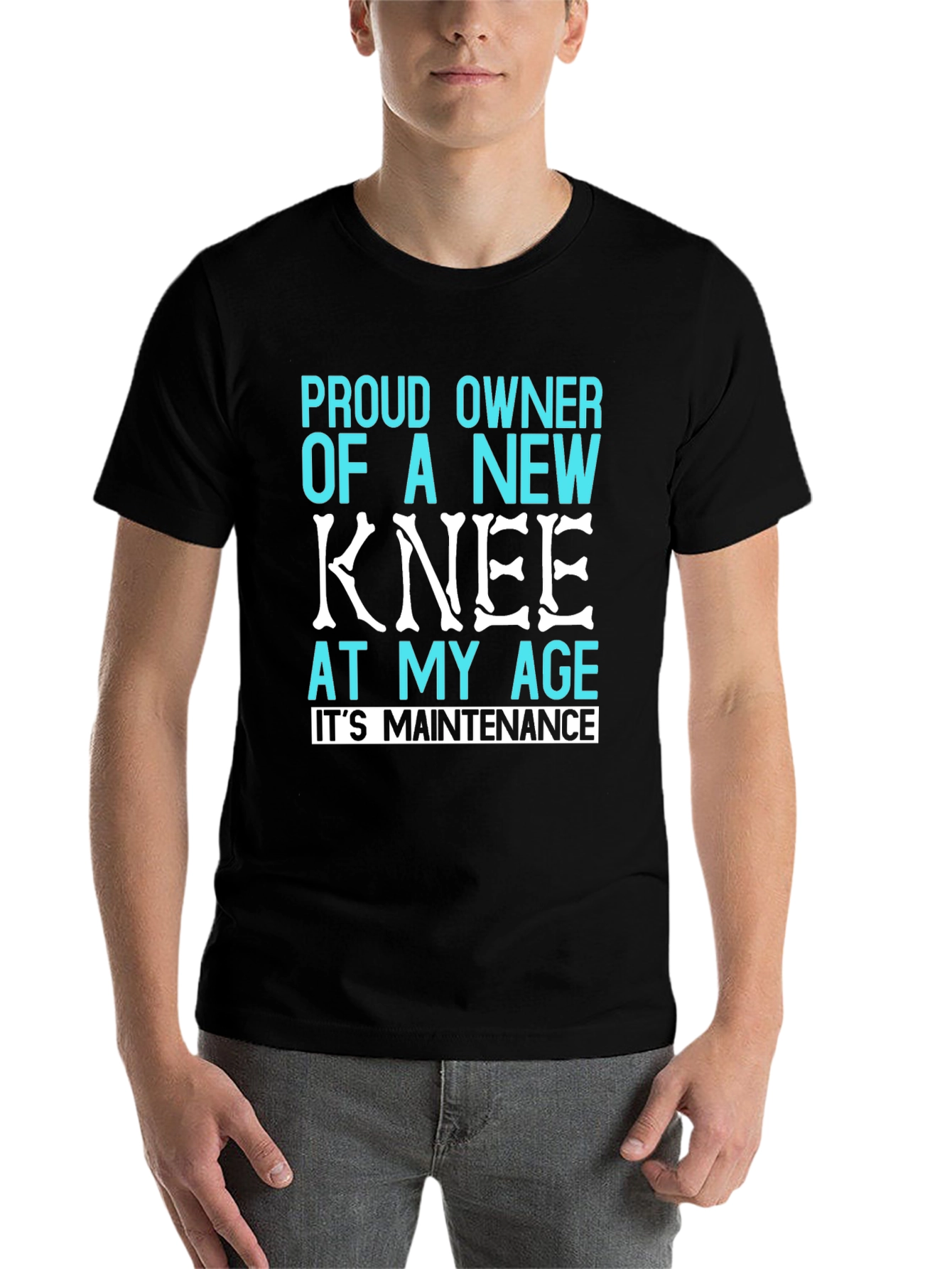 Black Proud New Knee T-Shirt - Funny Recovery Gift view 7
