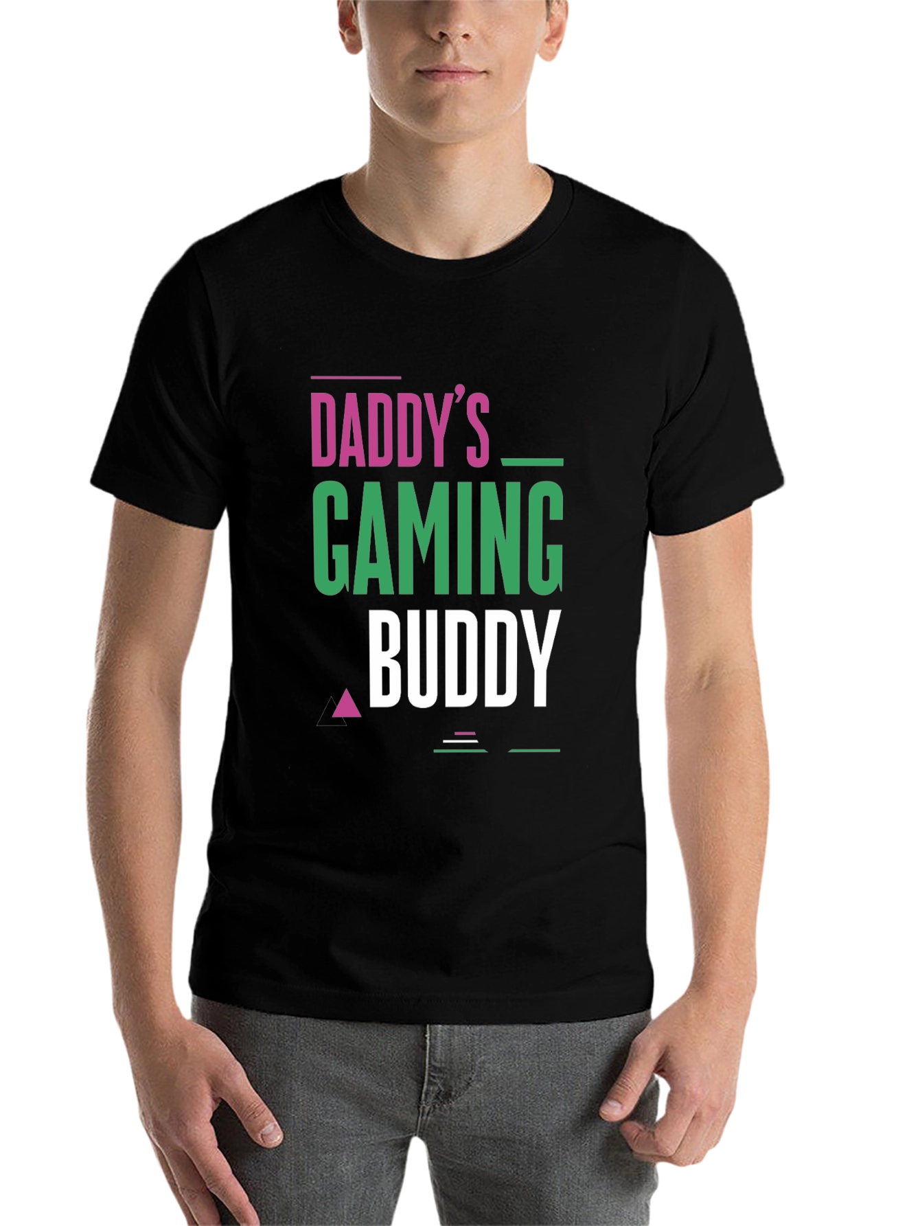 Black Daddy's Gaming Buddy Black T-Shirt view 7