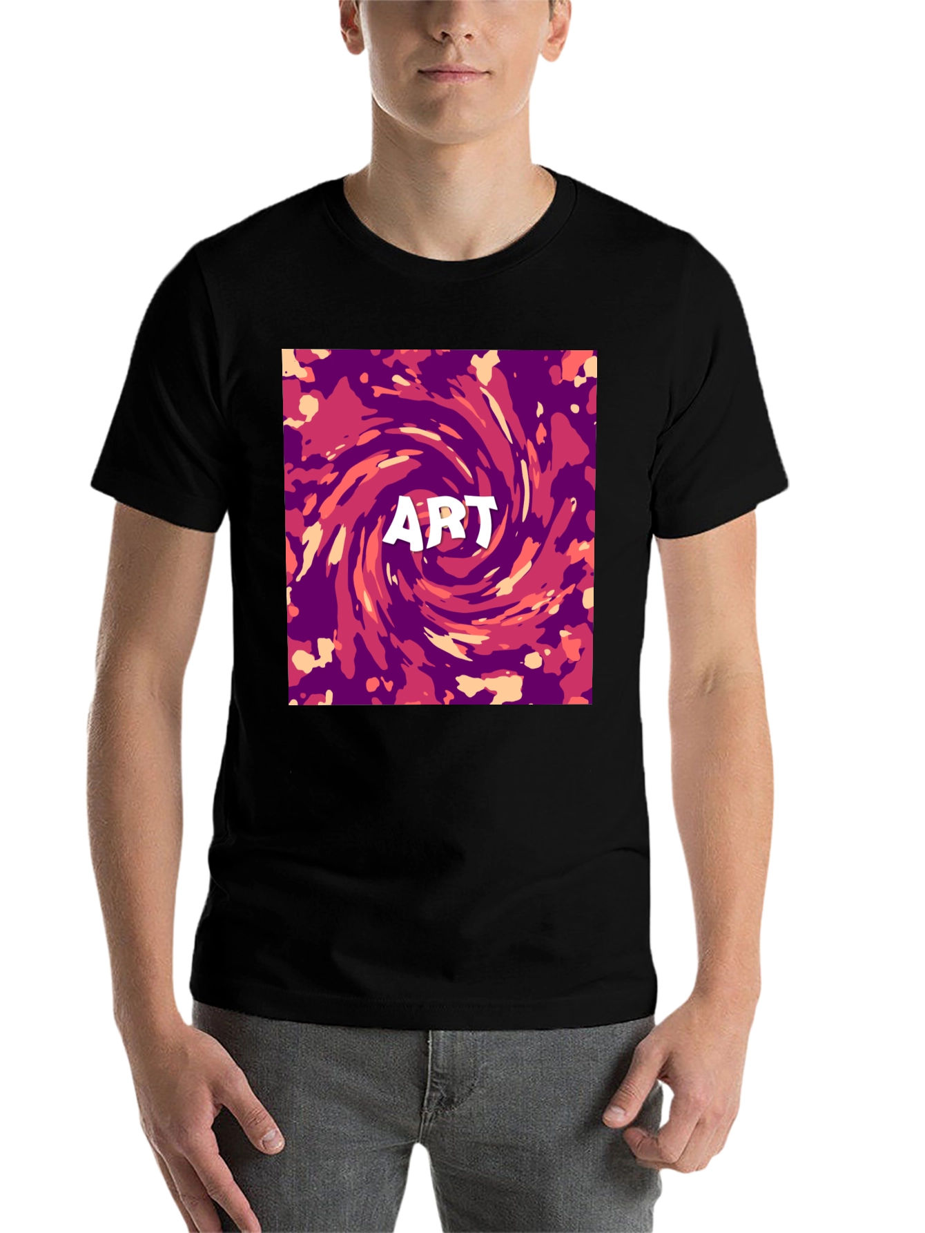 Black Abstract Art Swirl Graphic Print T-Shirt view 7