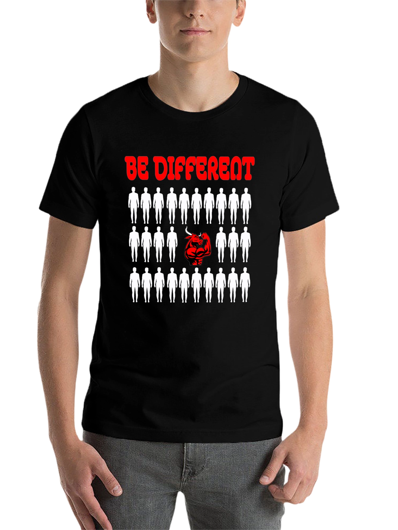 Black Be Different T-Shirt - Unique Graphic Design view 7