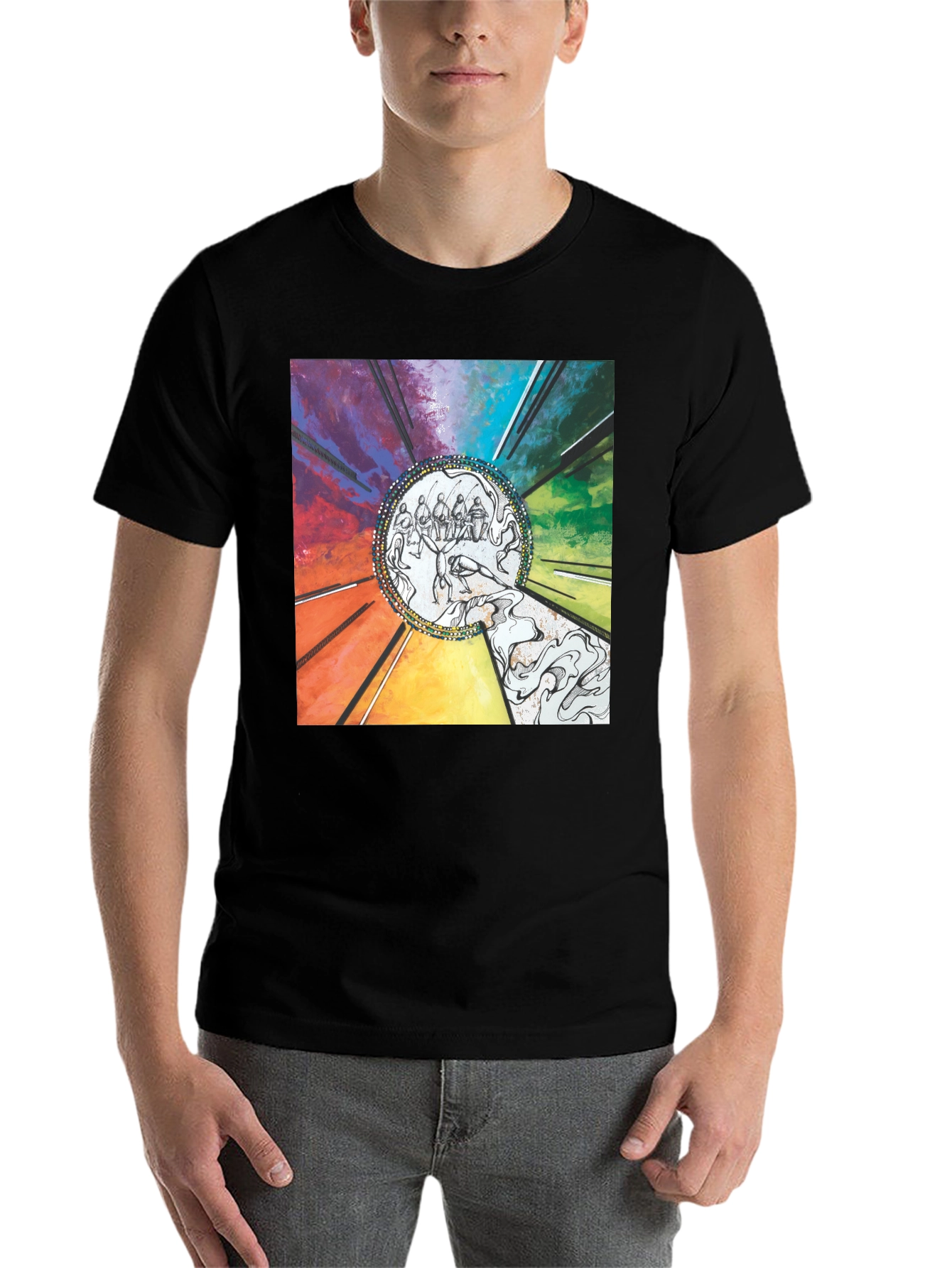 Black Colorful Graphic Print Black T-Shirt view 7
