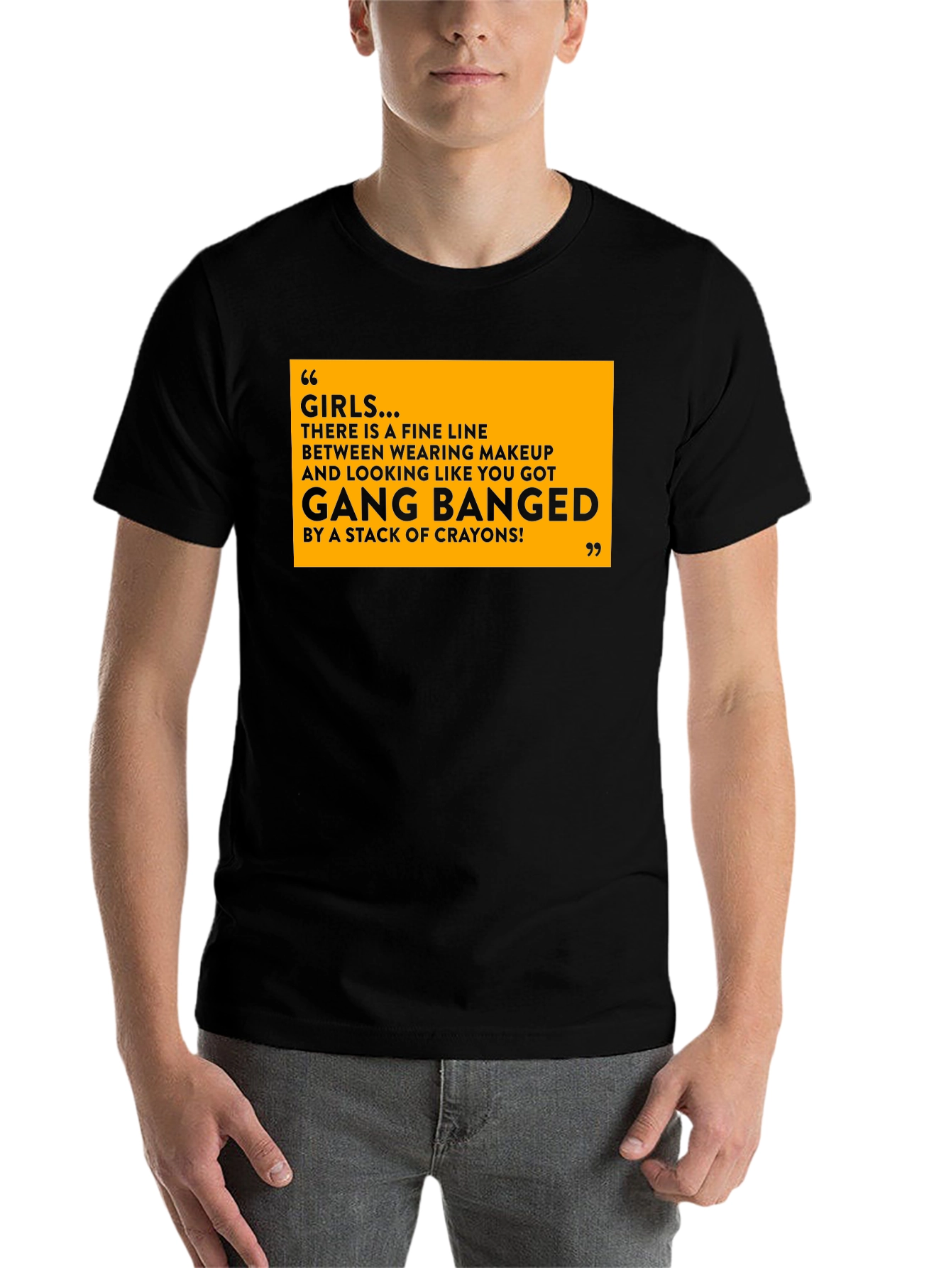 Black Funny Girls Makeup T-Shirt - Gang Bang Crayons Joke view 7