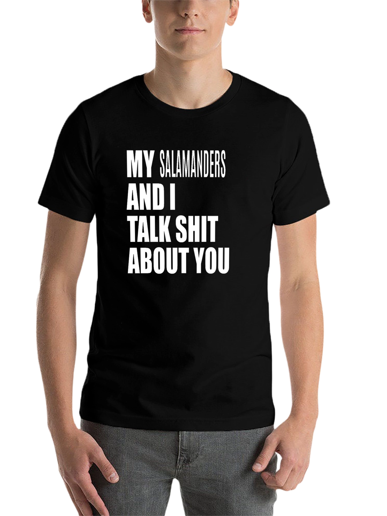 Black Funny Salamander Graphic Tee - Sarcastic Statement T-Shirt view 7