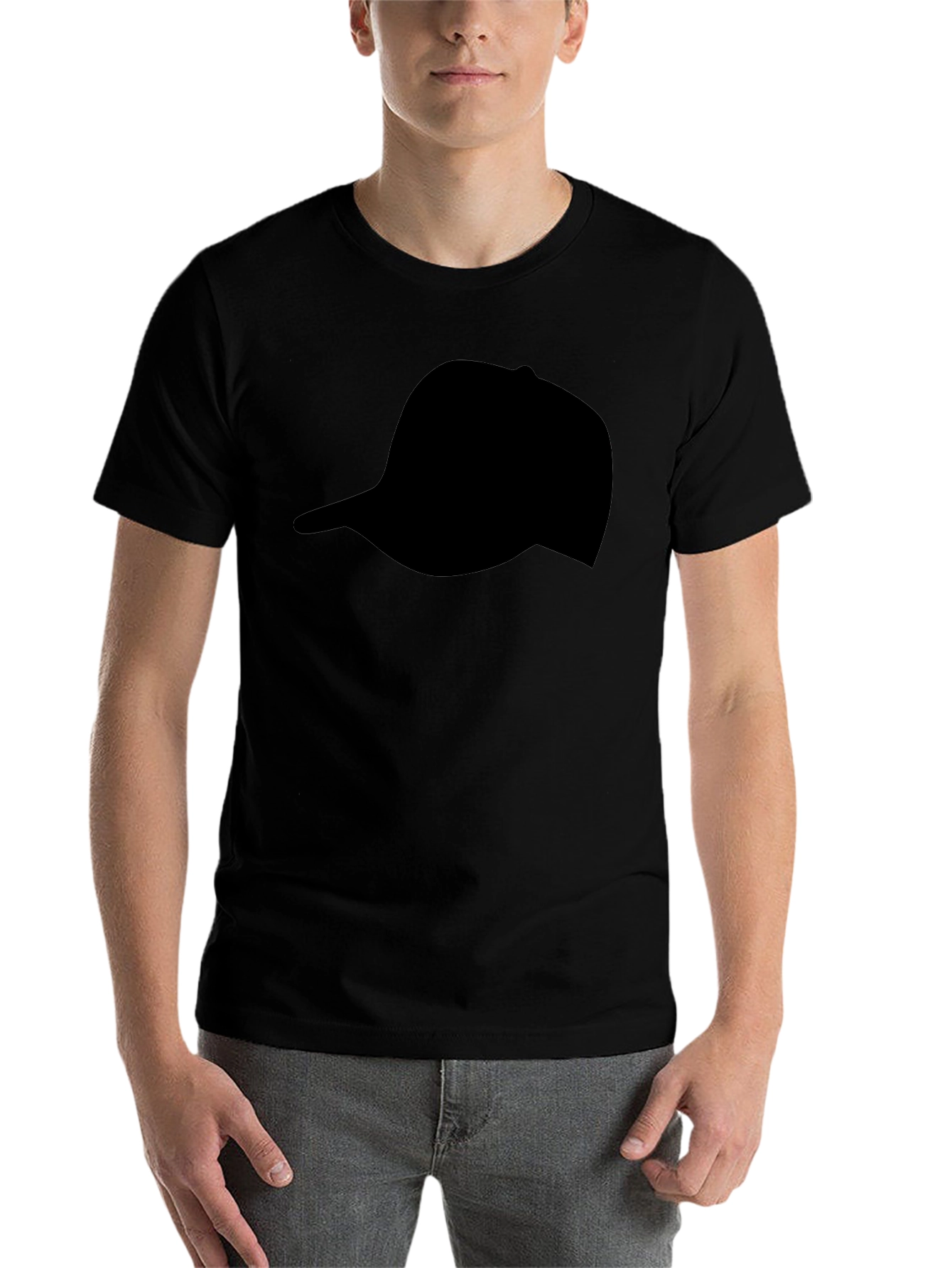 Black Black Hat Silhouette T-Shirt | Casual Graphic Tee view 7