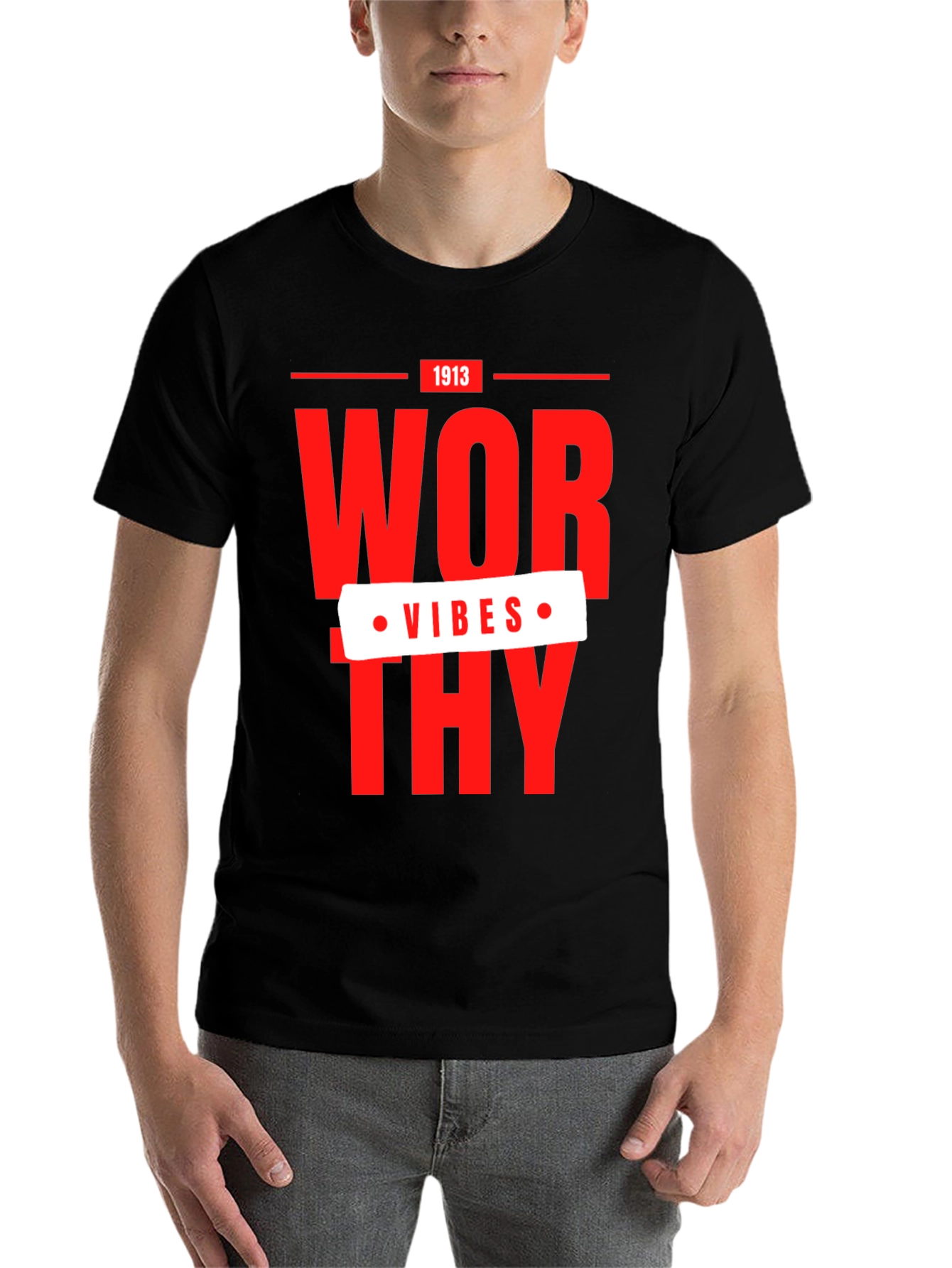 Black Worthy Vibes 1913 Graphic T-Shirt view 7