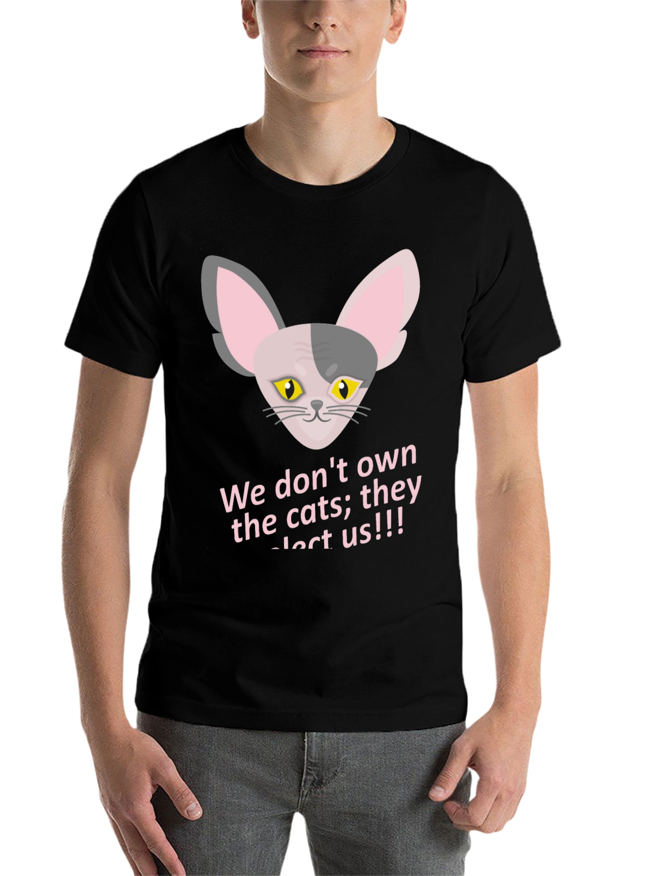 Black Funny Cat T-Shirt - "They Elect Us!!!" view 7